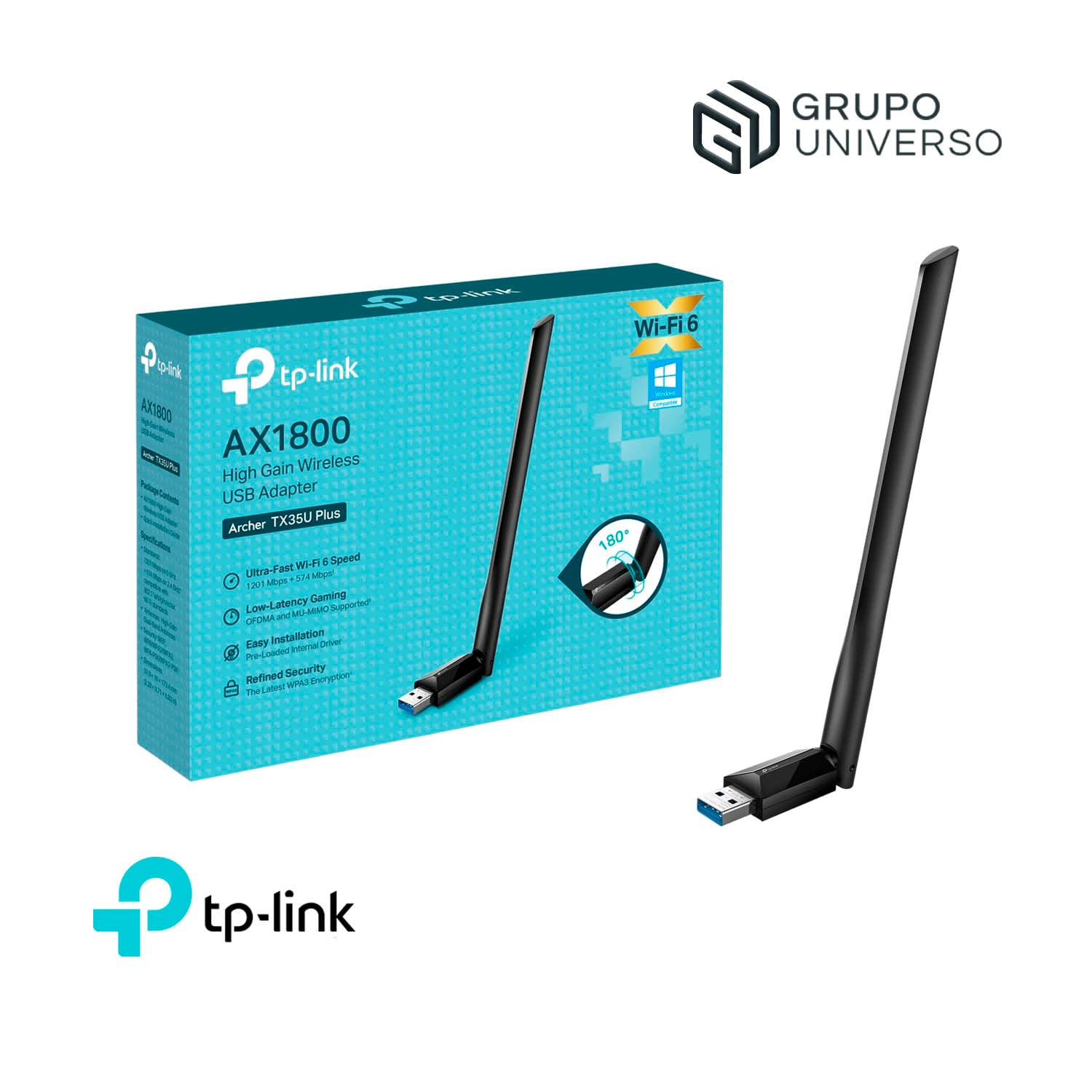 TP LINK ARCHER TX35U PLUS AX1800 WIFI 7 ADAPTADOR USB INALÁMBRICO BANDA DUAL - 1