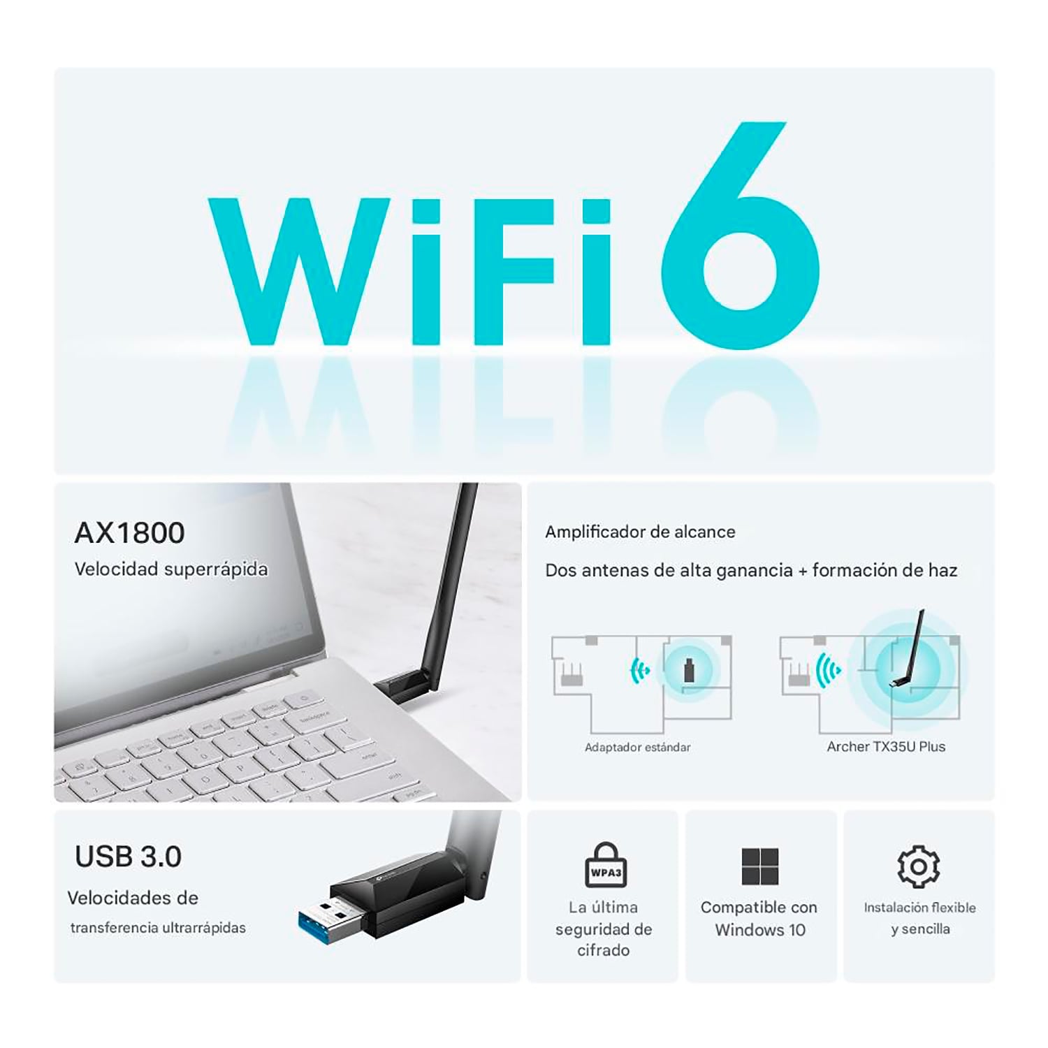 TP LINK ARCHER TX35U PLUS AX1800 WIFI 7 ADAPTADOR USB INALÁMBRICO BANDA DUAL - 2