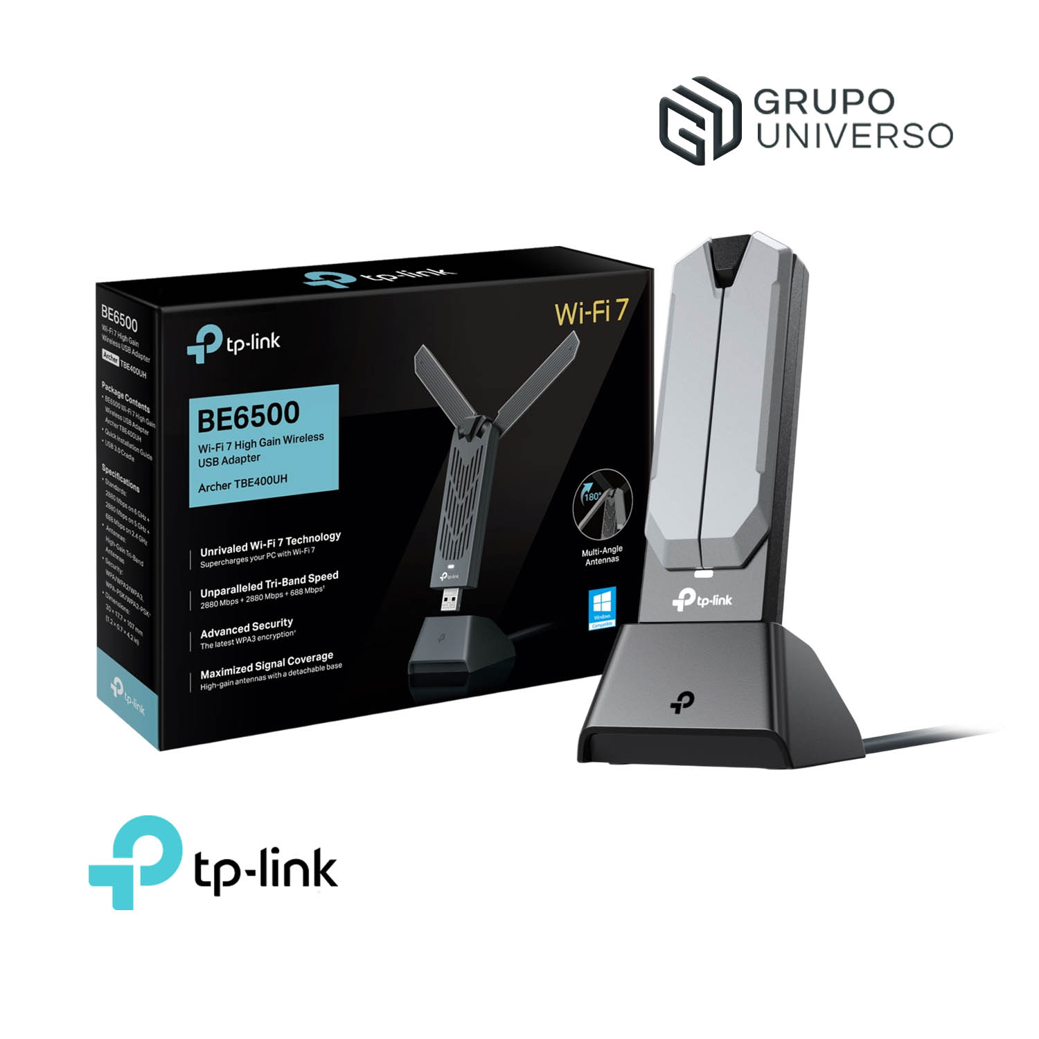 TP-LINK ARCHER TBE400UH BE6500 WIFI 7 ADAPTADOR USB INALÁMBRICO TRI-BANDA - 1