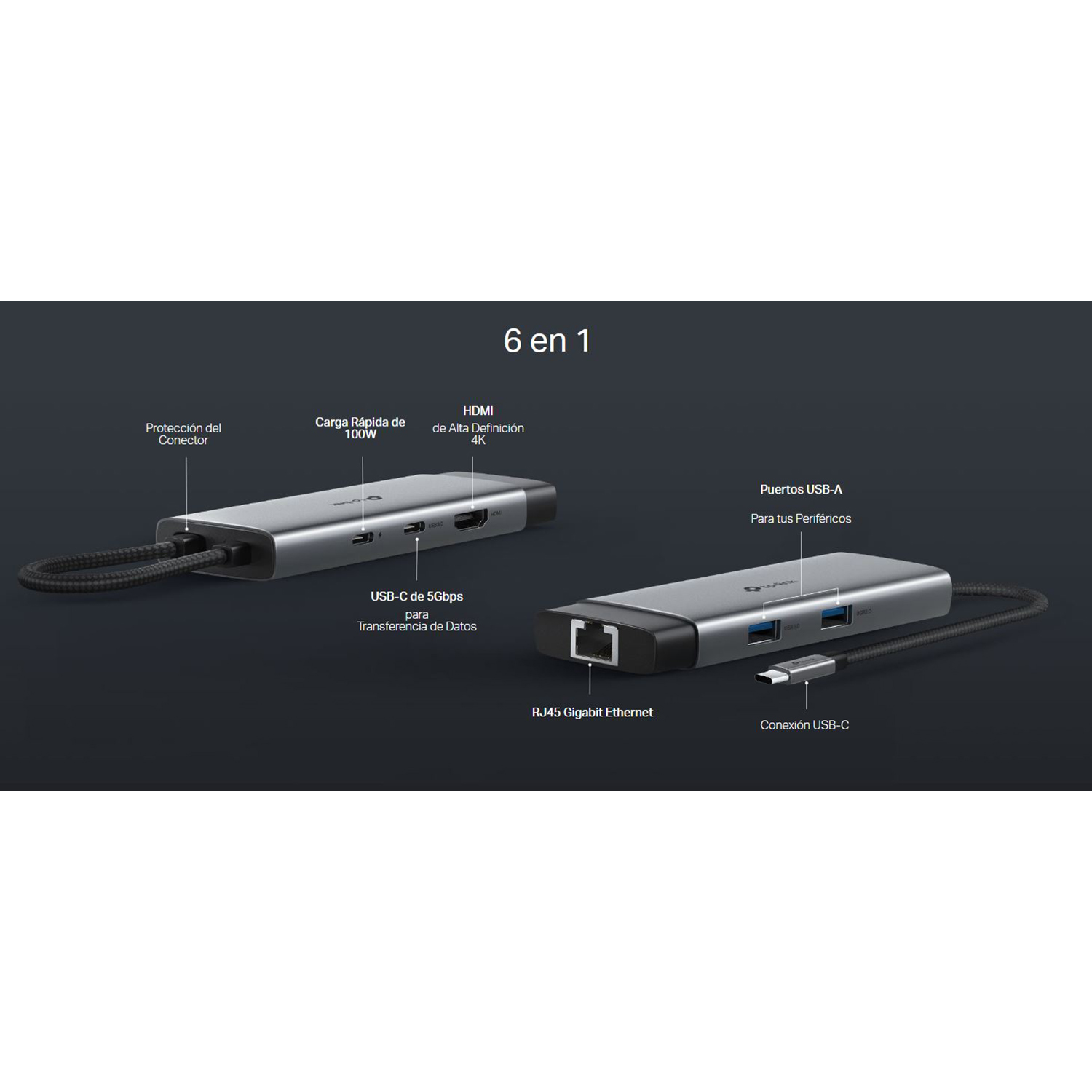 TP-LINK ADAPTADOR HUB UH6120C USB TIPO C 6 PUERTOS EN 1 - 4