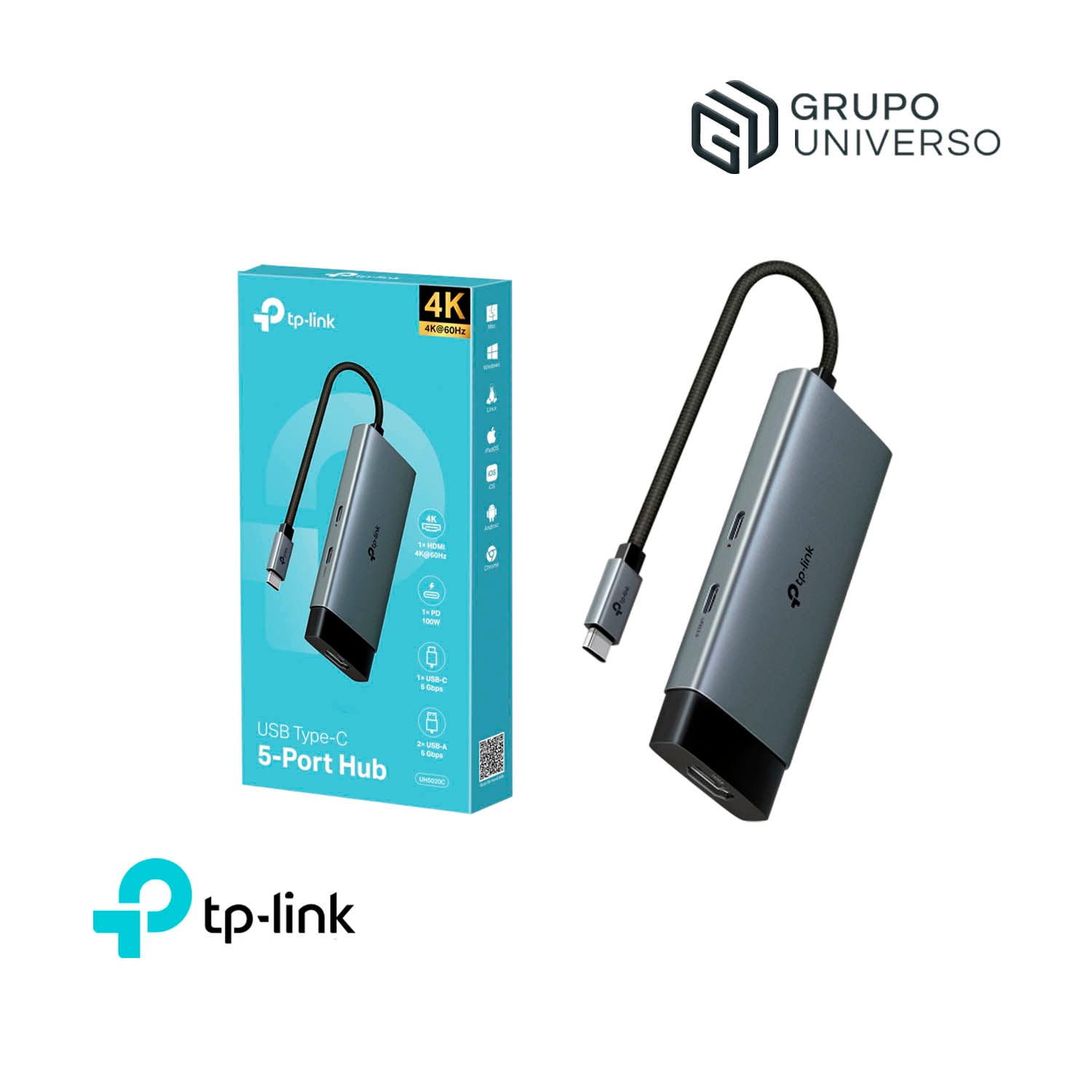 TP-LINK ADAPTADOR HUB UH5020C USB TIPO-C 5 PUERTOS EN 1 - 1