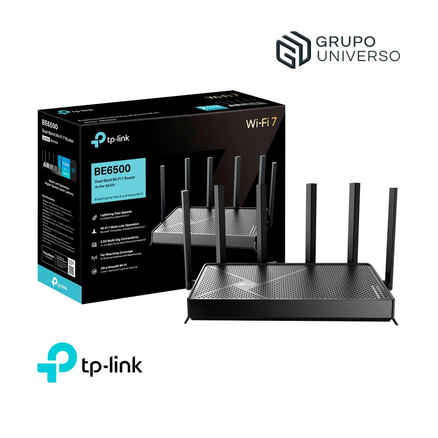 TP-LINK ARCHER BE400 BE6500 WI-FI 7 ROUTER DOBLE BANDA EASY MESH - 1