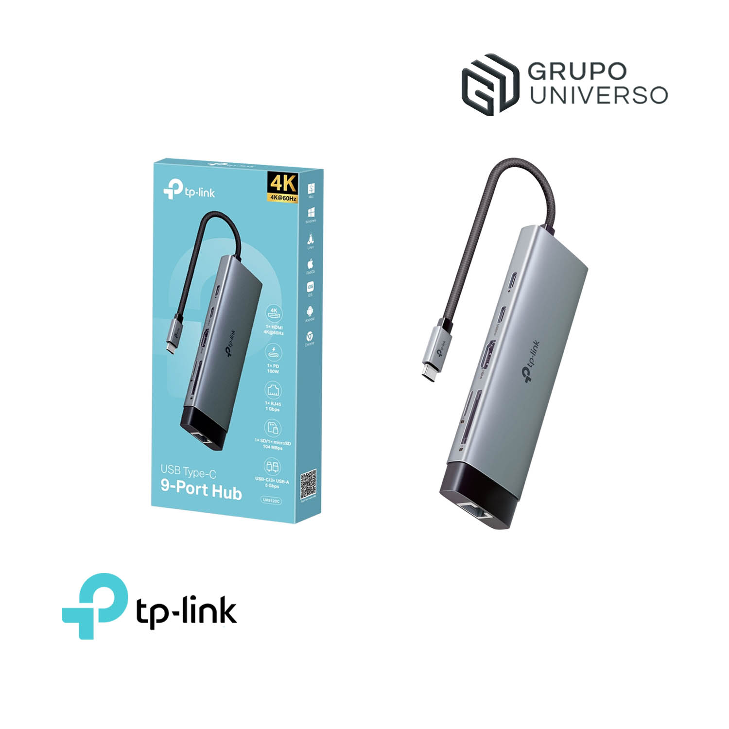 TP-LINK ADAPTADOR HUB UH9120C USB TIPO C 9 PUERTOS EN 1 - 1