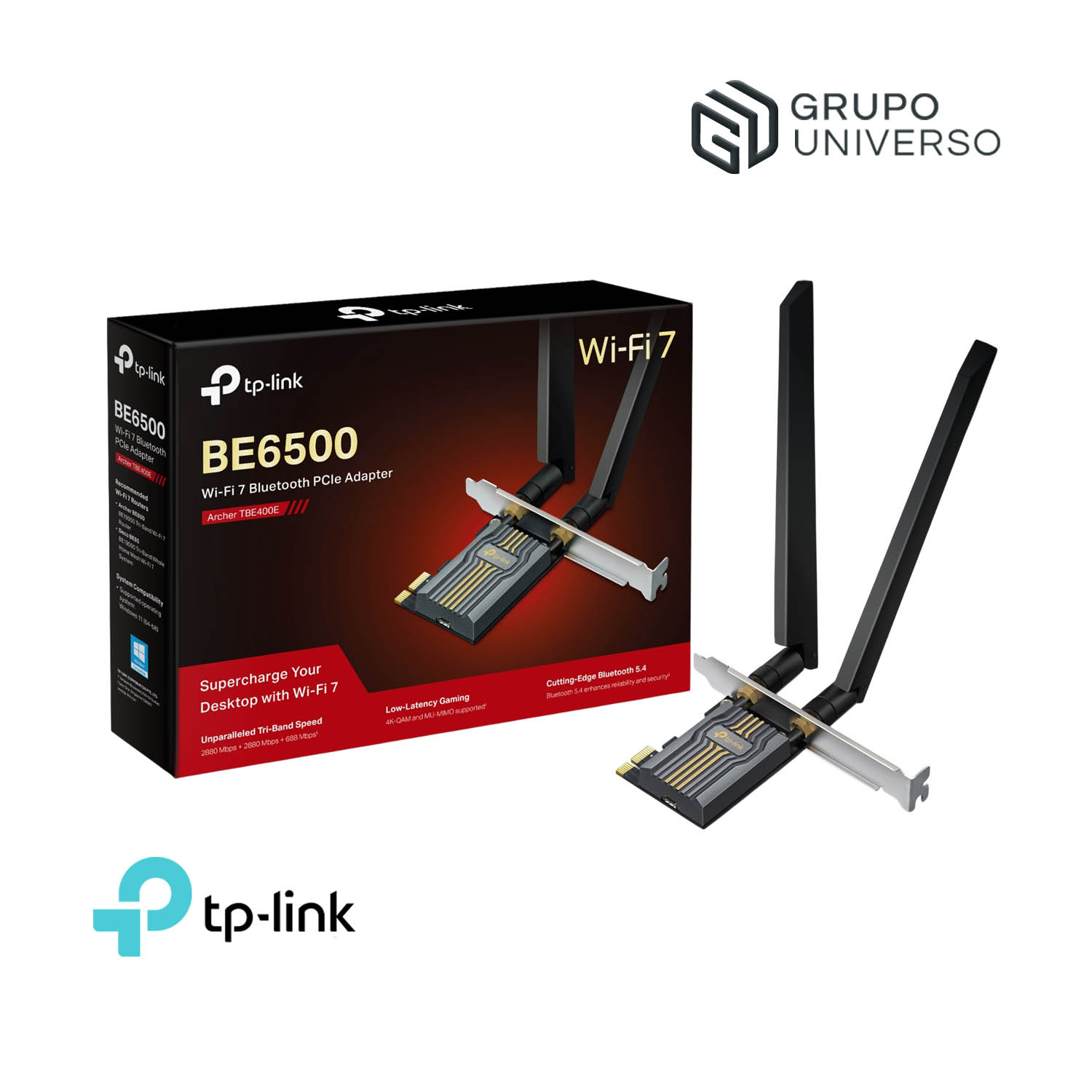 TP-LINK ARCHER TBE400E ADAPTADOR PCIE BE6500 WI-FI 7 BLUETOOTH 5.4 - 1