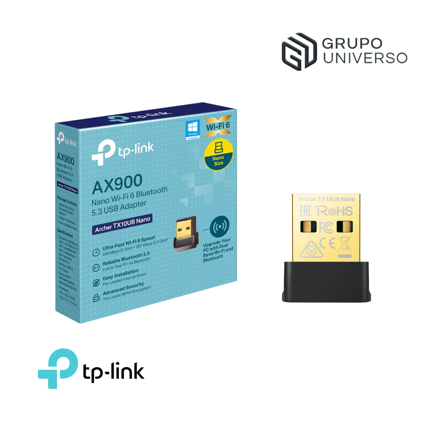 TP-LINK ARCHER TX10UB NANO AX900 WI-FI 6 BLUETOOTH 5.3 ADAPTADOR USB - 1