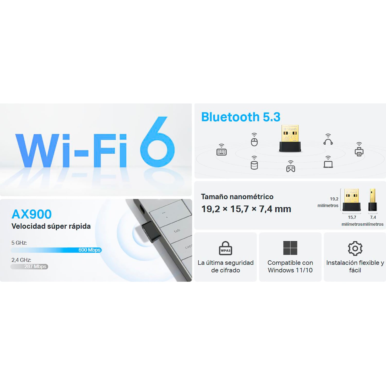 TP-LINK ARCHER TX10UB NANO AX900 WI-FI 6 BLUETOOTH 5.3 ADAPTADOR USB - 2