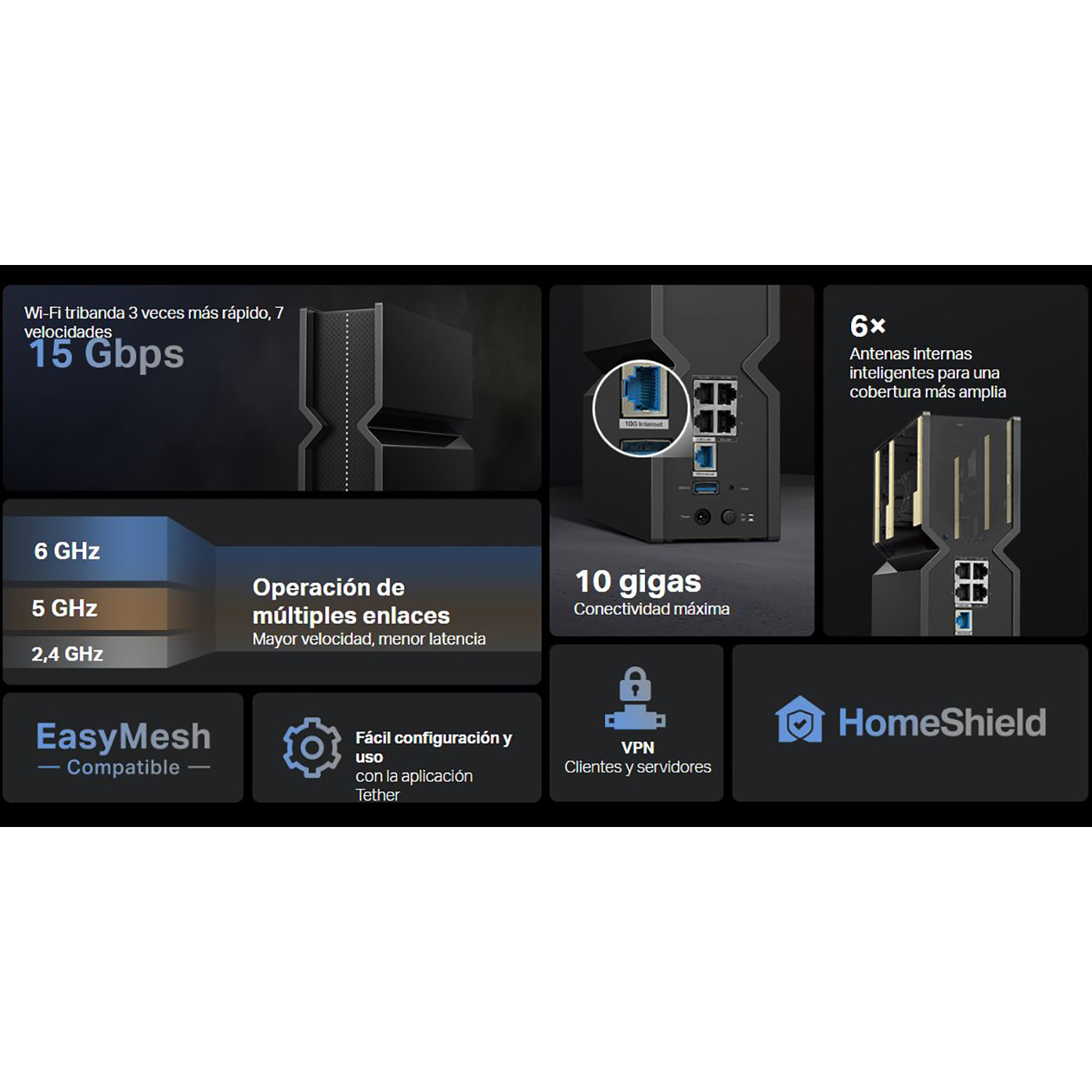TP-LINK ARCHER BE700 BE15000 ROUTER TRIPLE BANDA WI-FI 7 EASY MESH - 2