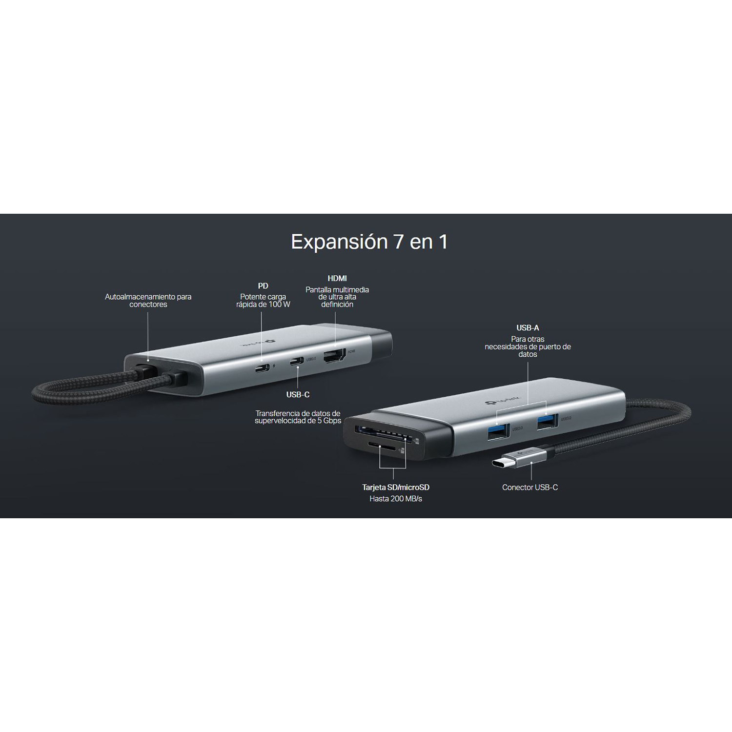 TP-LINK ADAPTADOR HUB UH7020C USB TIPO C 7 PUERTOS EN 1 - 4