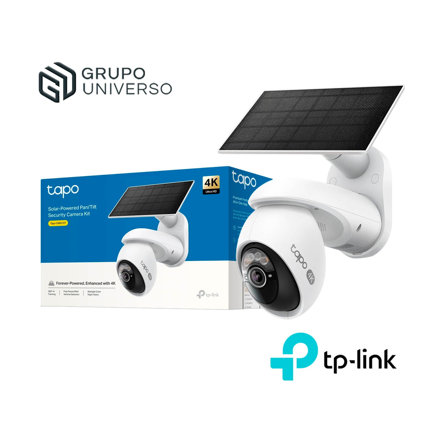 TP LINK - CÁMARA VIGILANCIA TAPO C660 KIT 4K 8MP PANORÁMICA ZOOM 18X PANEL SOLAR - 1