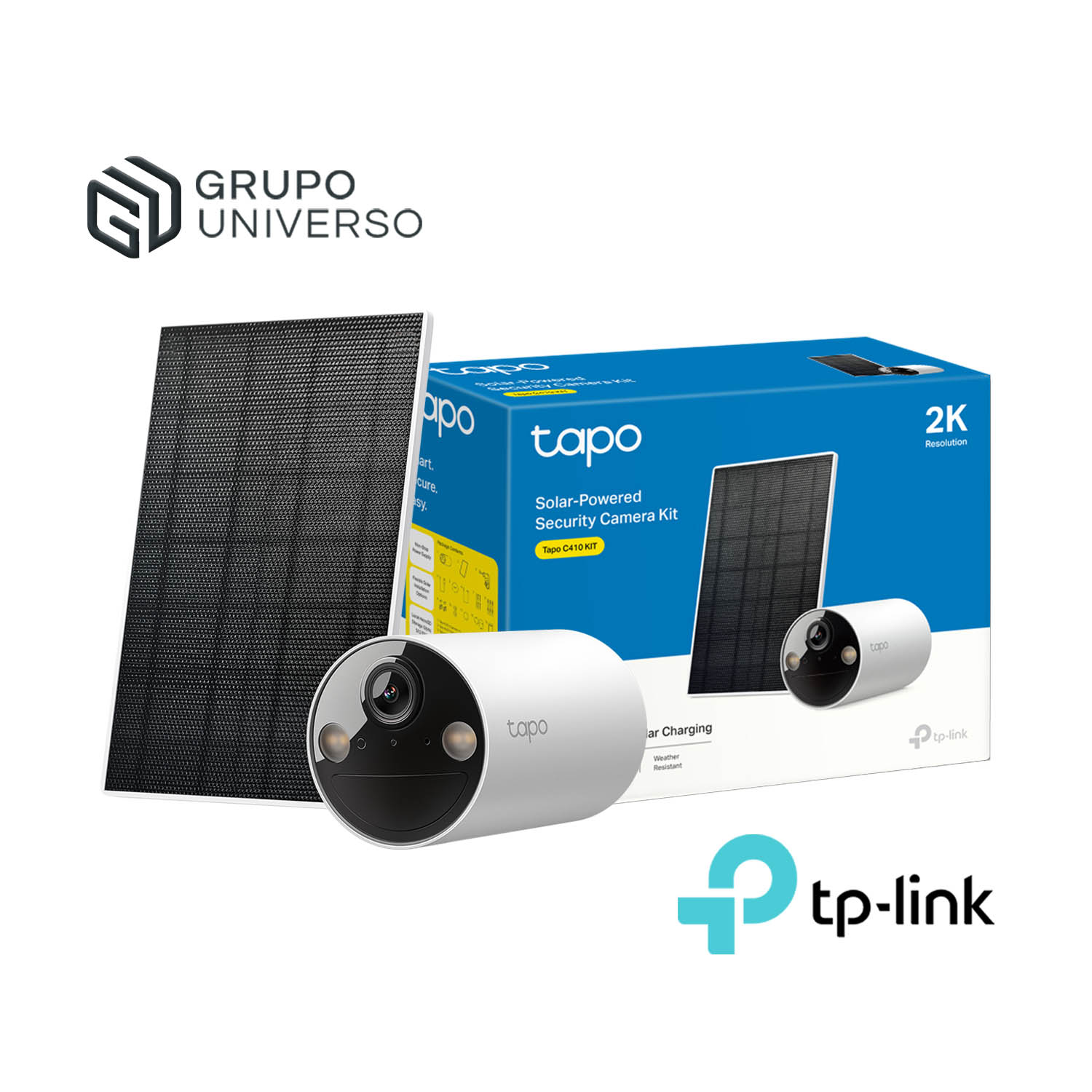 TP LINK - CÁMARA VIGILANCIA TAPO C410 KIT 3MP 2K AUDIO 2VÍAS BATERÍA PANEL SOLAR - 1