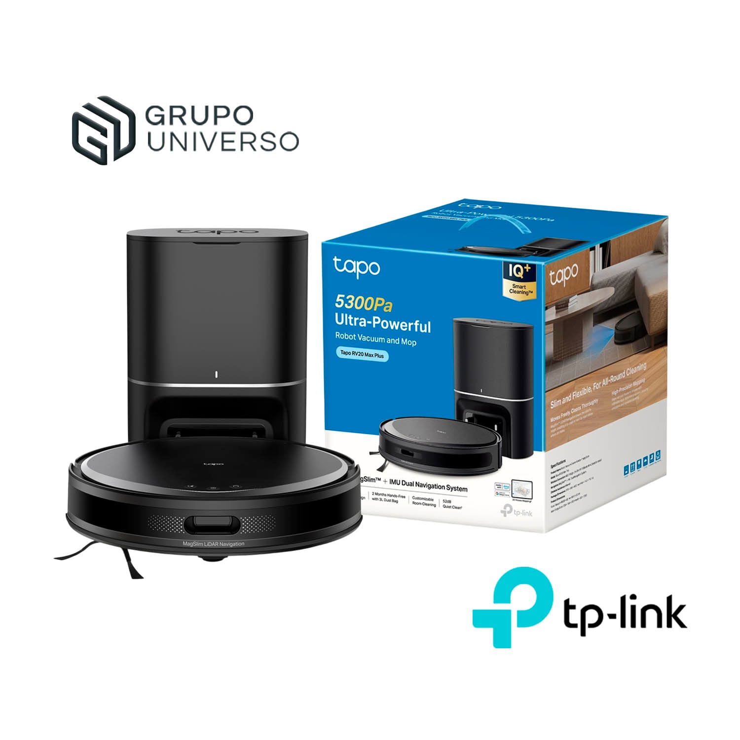 TP LINK - TAPO RV20 MAX PLUS ROBOT ASPIRADOR Y TRAPEADOR + BASE AUTOVACIADO - 1