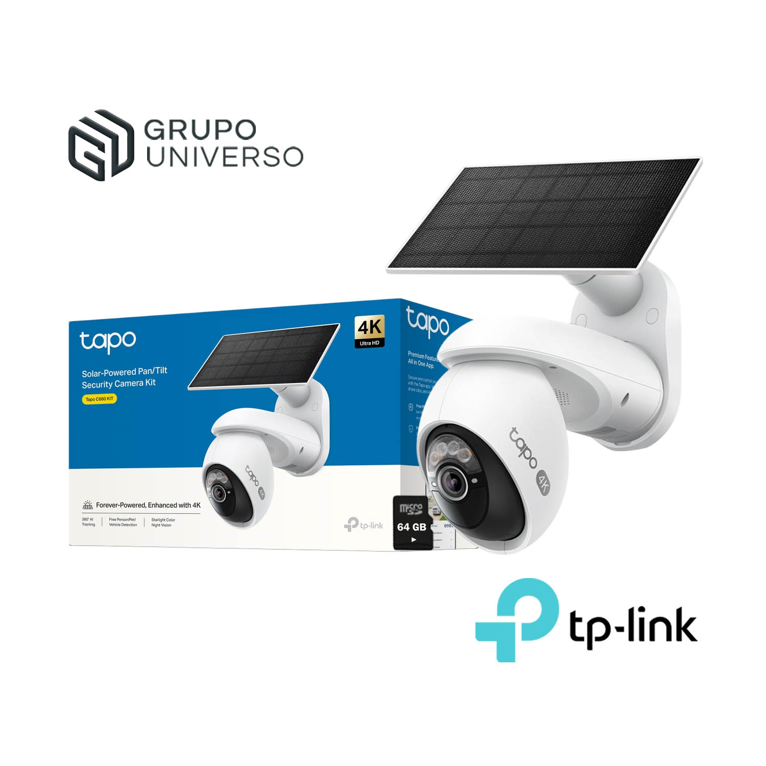 TP LINK - CÁMARA VIGILANCIA TAPO C660 KIT 4K PANORÁMICA ZOOM 18X PANELSOLAR 64GB - 1