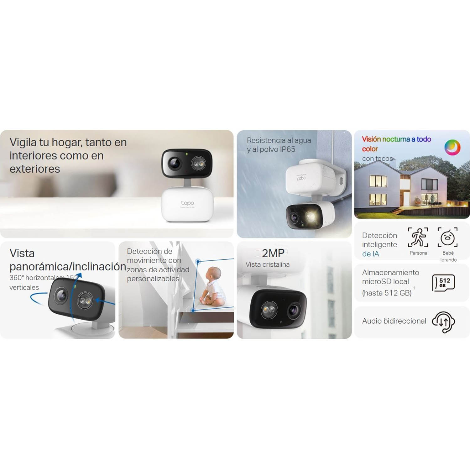 TP LINK - CÁMARA VIGILANCIA TAPO C206 2MP AUDIO 2VÍA VISION NOCHE EXTERIOR 256GB - 3
