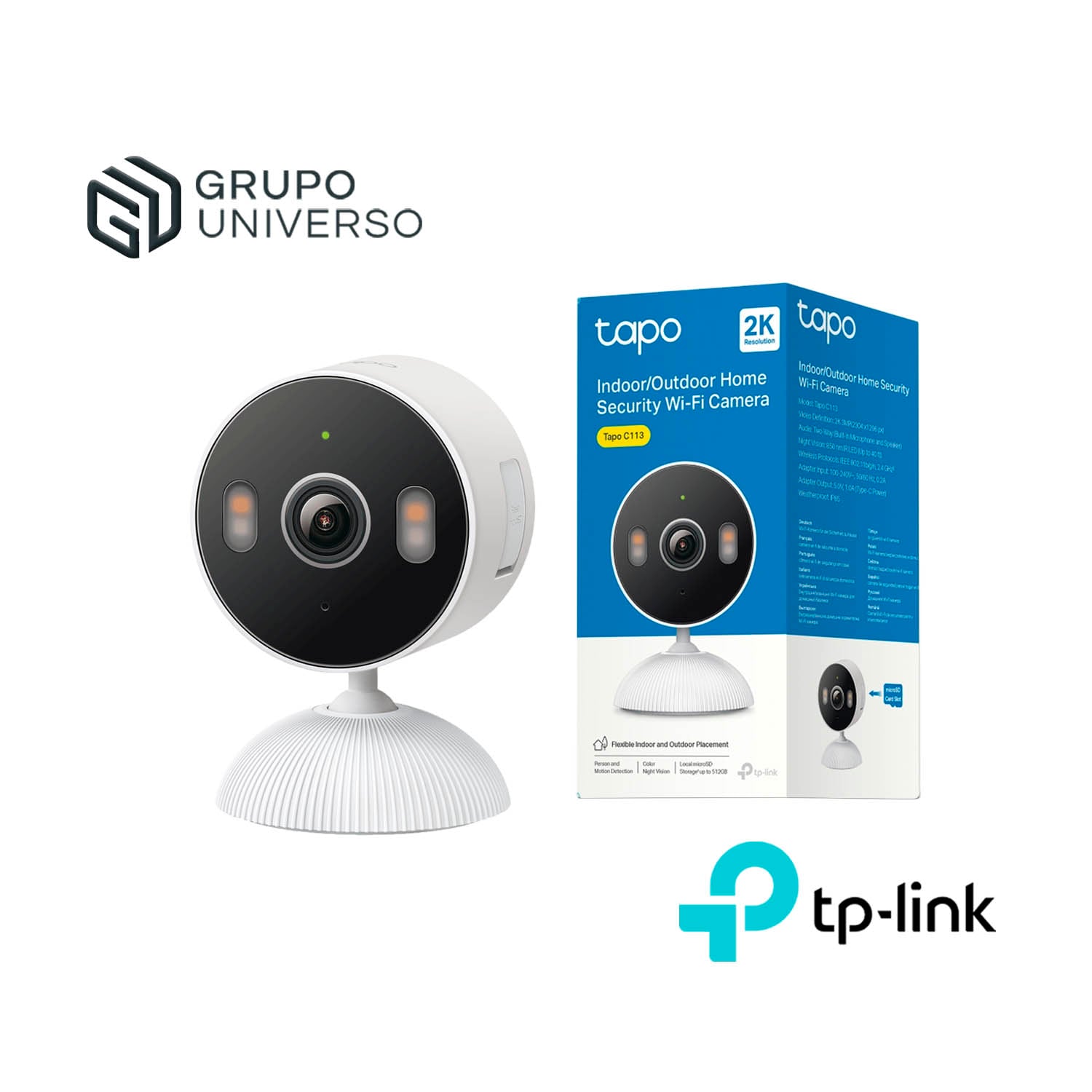 TP LINK - CÁMARA VIGILANCIA TAPO C113 3MP 2K DETECCIÓN LLANTO NOCHE COLOR IP65 - 1