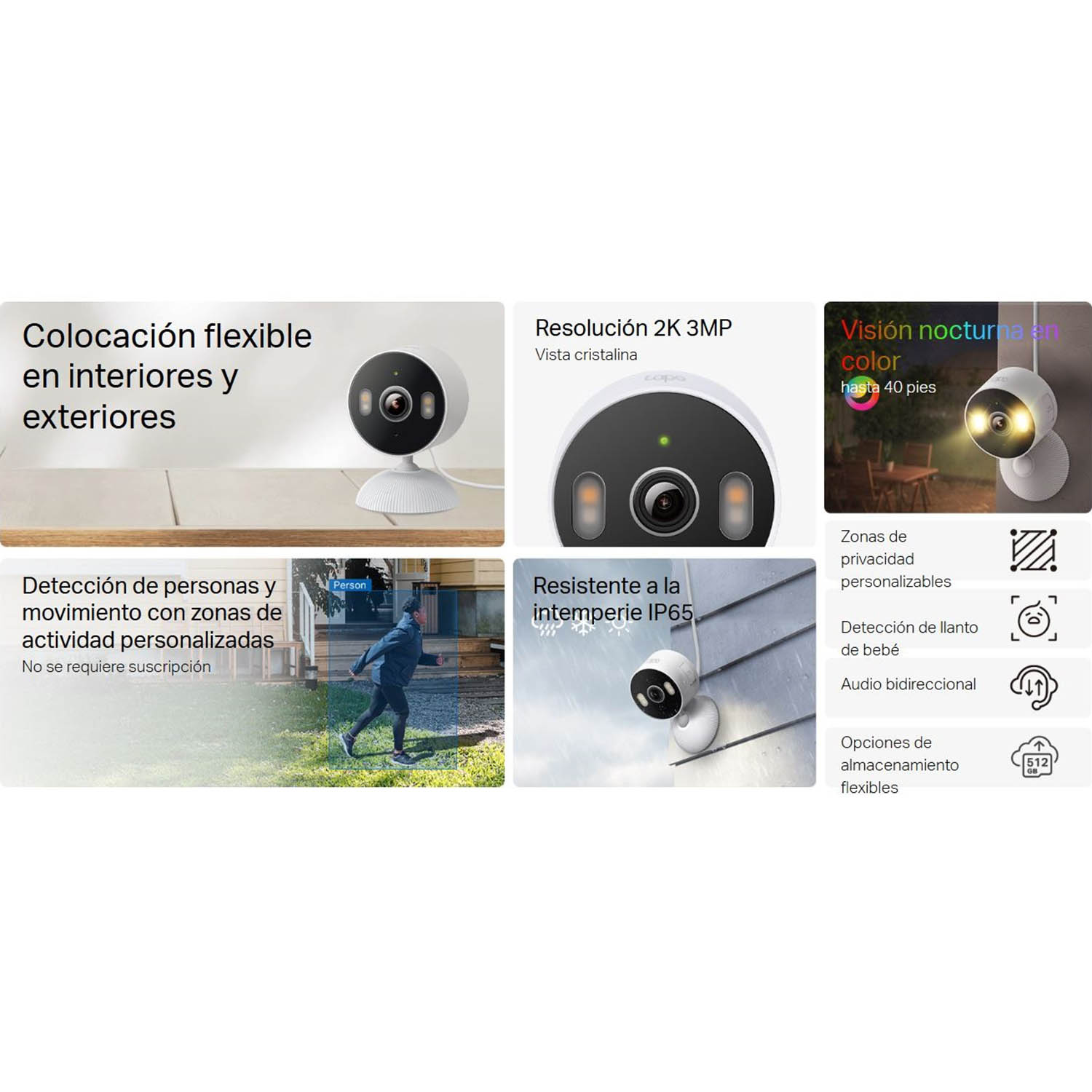 TP LINK - CÁMARA VIGILANCIA TAPO C113 3MP 2K DETECCIÓN LLANTO NOCHE COLOR IP65 - 2