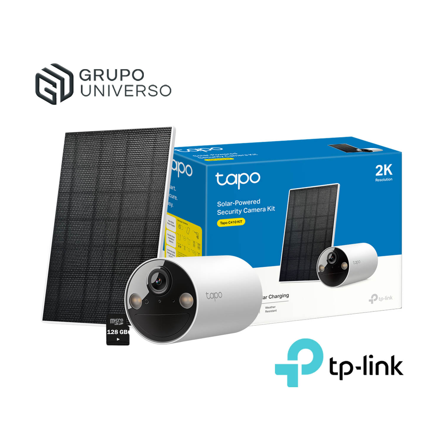 TP LINK - CÁMARA VIGILANCIA TAPO C410 KIT 2K AUDIO 2VÍA BATERÍA PANELSOLAR 128GB - 1