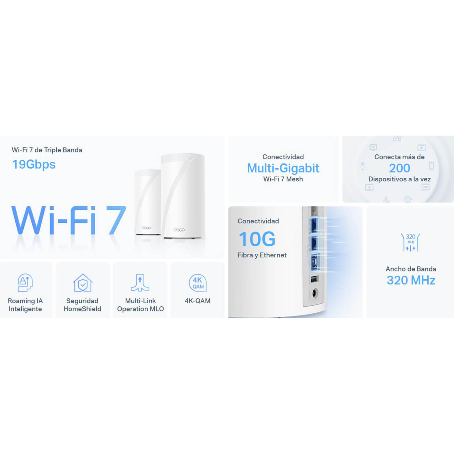 TP-LINK SISTEMA MESH DECO BE85(2-PACK)WI-FI 7 BE19000 TRIPLE BANDA - 2