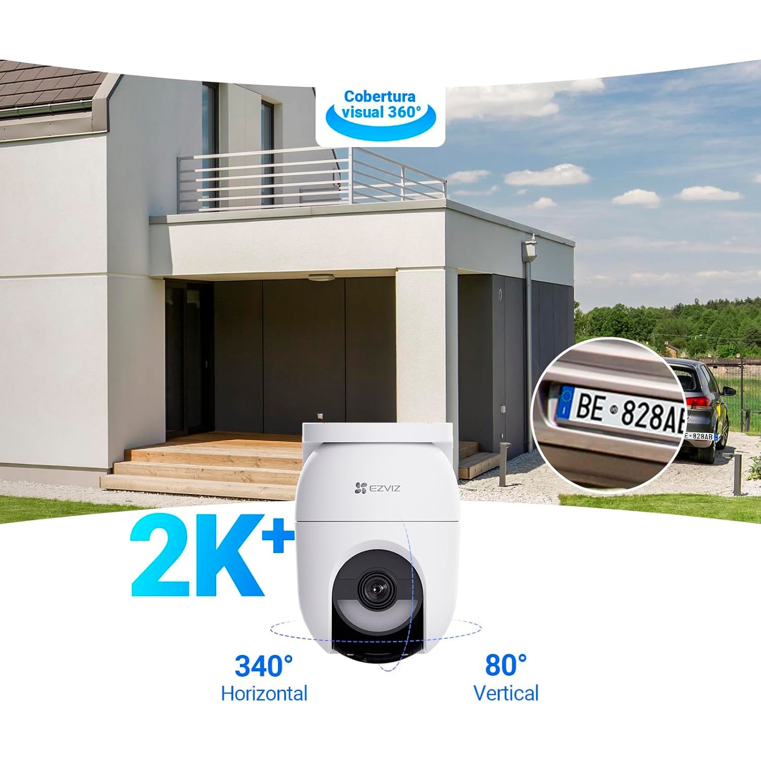CÁMARA SEGURIDAD EZVIZ CB8 LITE 4MP + PANEL SOLAR KIT AUDIO DOBLE VÍA NOCHE COLOR SIRENA LUZ BATERÍA 64GB - 3