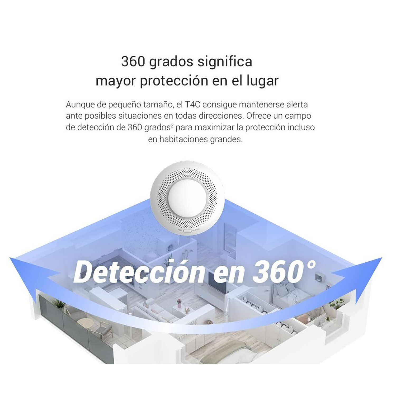 SENSOR DE HUMO EZVIZ T4C WIFI HUMO FOTOELÉCTRICA SIRENA 85 DB H - 3