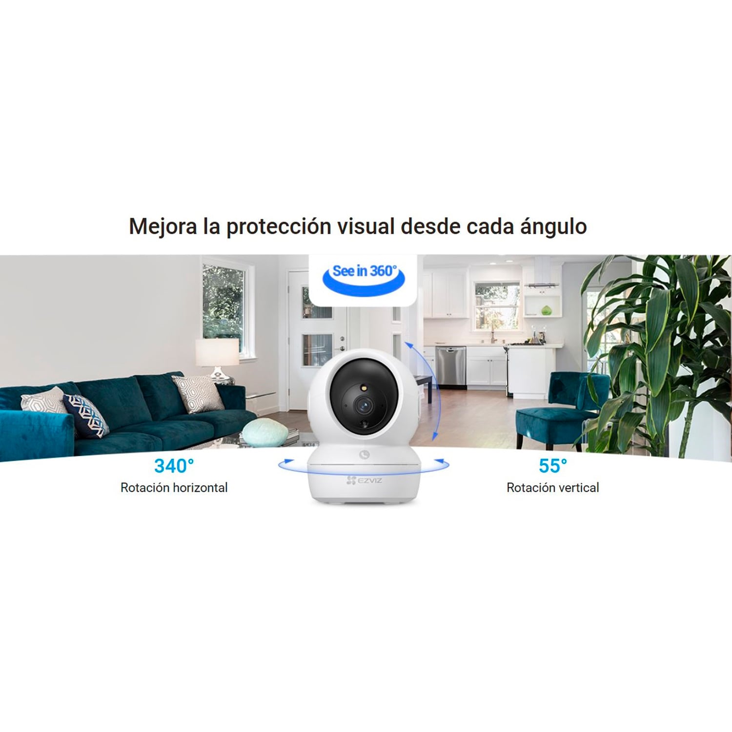 KIT CÁMARA SEGURIDAD EZVIZ H6C + H3C FULL HD 360 AUDIO 2VÍAS DETECCIÓN MOVIMIENTO VISIÓN NOCTURNA - 2
