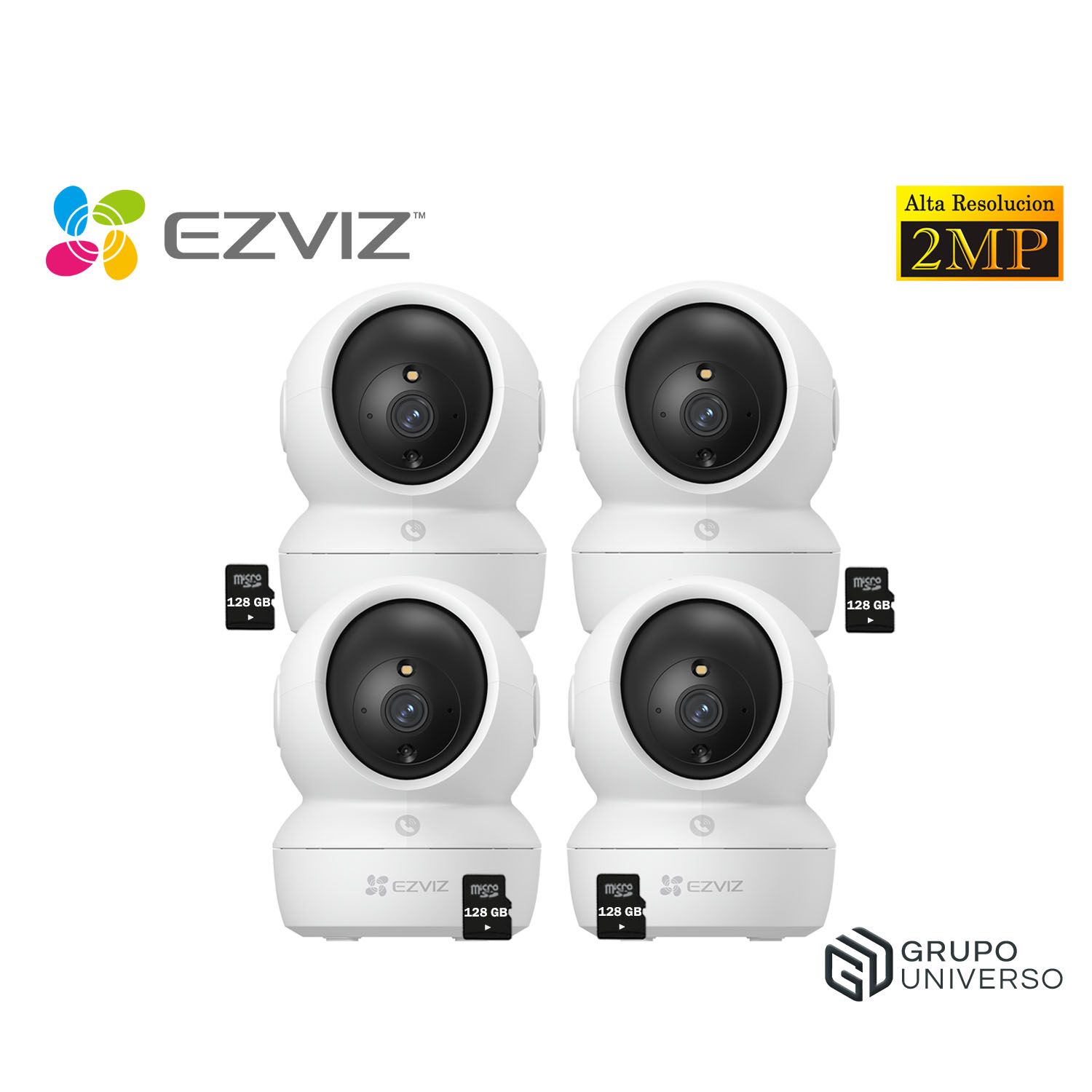 KIT 4 CÁMARA SEGURIDAD EZVIZ H6C PRO FULL HD 2MP AUDIO DOBLE VÍA BOTÓN LLAMADA DETECCIÓN PERSONAS 128GB - 1