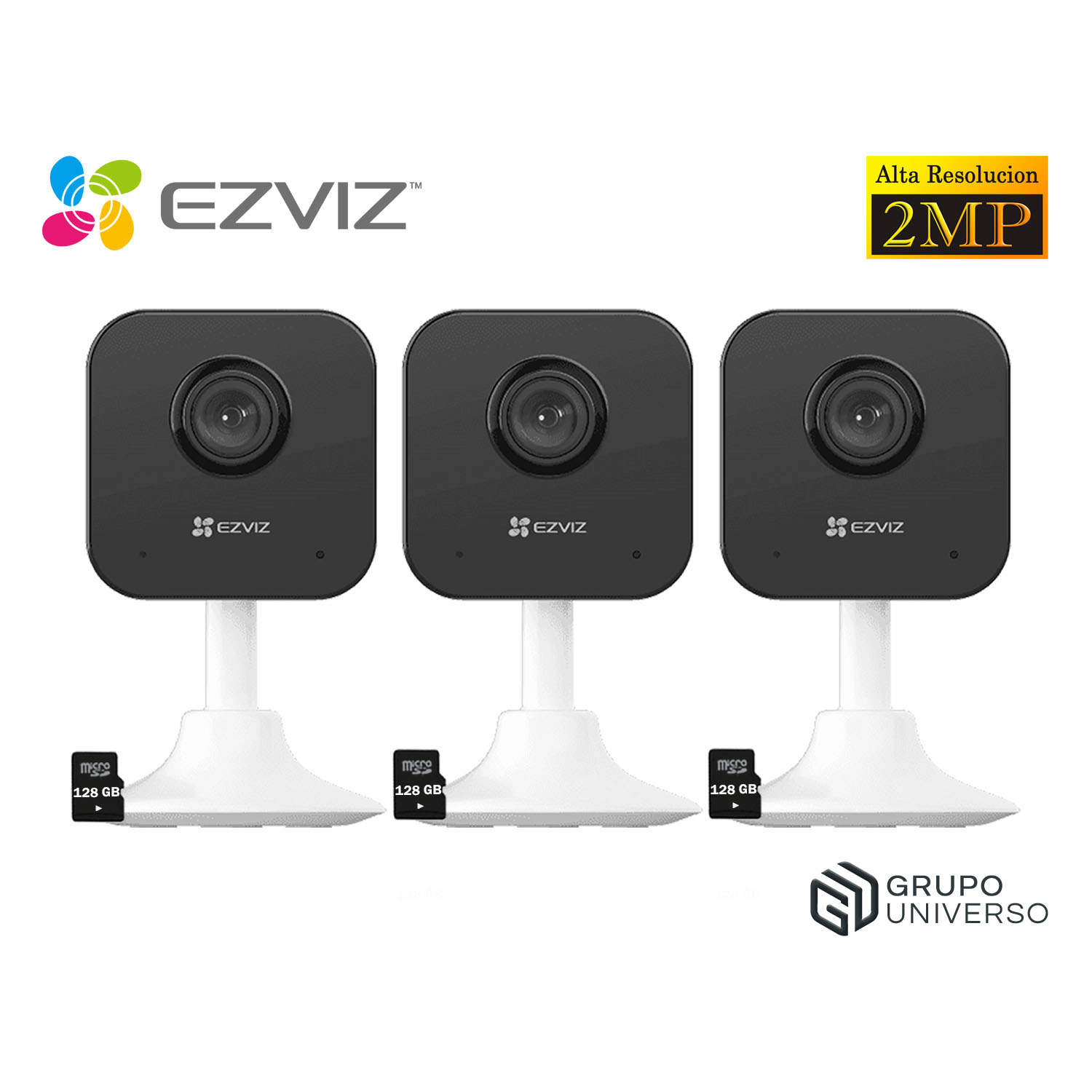KIT 3 CÁMARA SEGURIDAD EZVIZ H1C FULL HD 1080P VISIÓN 108 AUDIO DOBLE VÍA DETECCIÓN MOVIMIENTO 128GB - 1
