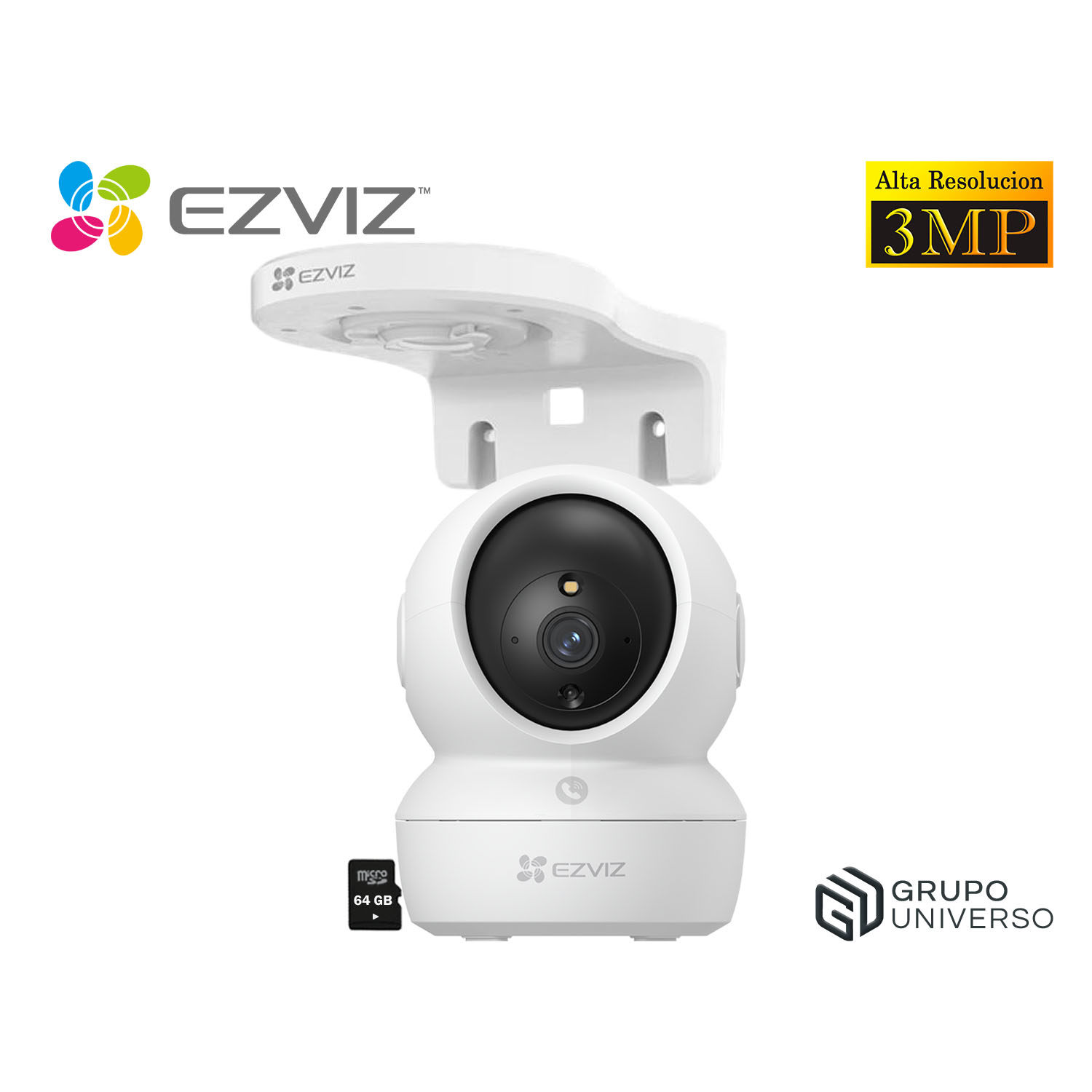 CÁMARA SEGURIDAD EZVIZ H6C PRO 2K 3MP AUDIO 2VÍAS BOTÓN LLAMADA DETECCÓN PERSONAS + SOPORTE PARED 64GB - 1