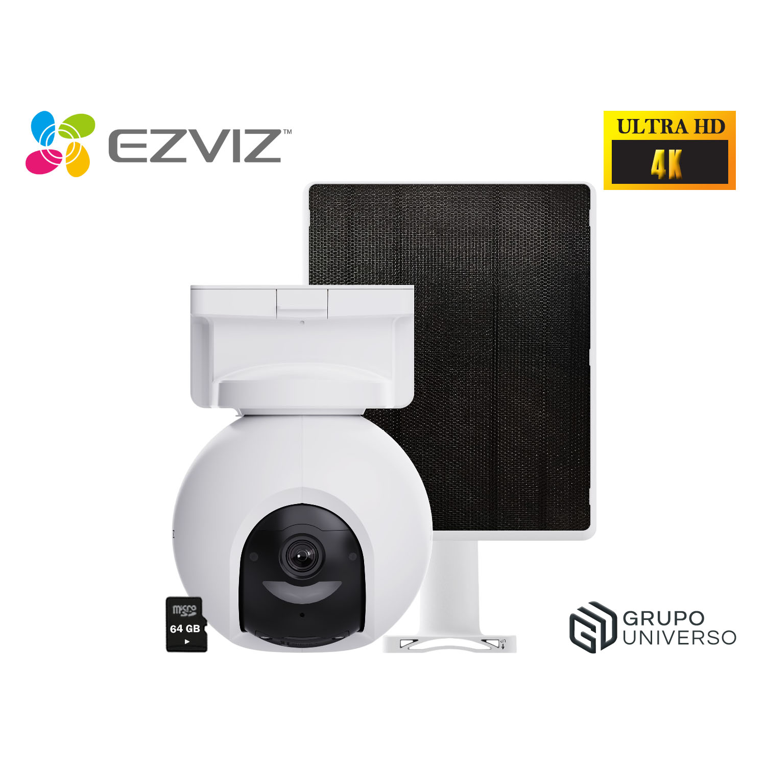 CÁMARA SEGURIDAD EZVIZ CB8 PRO 4K + PANEL SOLAR KIT 360 AUDIO DOBLE VÍA NOCHE COLOR DETECCIÓN IA BATERÍA 64GB - 1