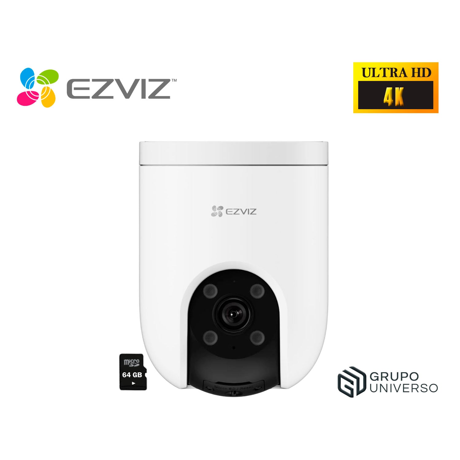 CÁMARA SEGURIDAD EZVIZ H8C PRO 4K 360 AUDIO DOBLE VÍA VISIÓN NOCHE DETECCIÓN IA PERSONAS ALARMA 64GB - 1