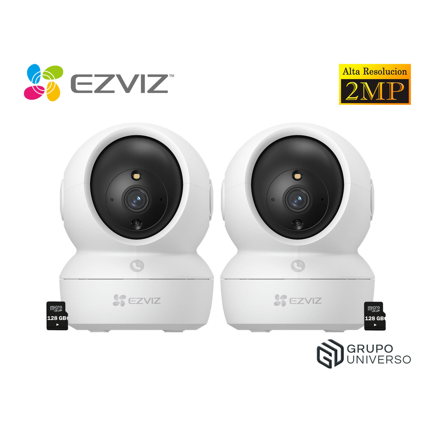 KIT 2 CÁMARA SEGURIDAD EZVIZ H6C PRO FULL HD 2MP AUDIO DOBLE VÍA BOTÓN LLAMADA DETECCIÓN PERSONAS 128GB - 1