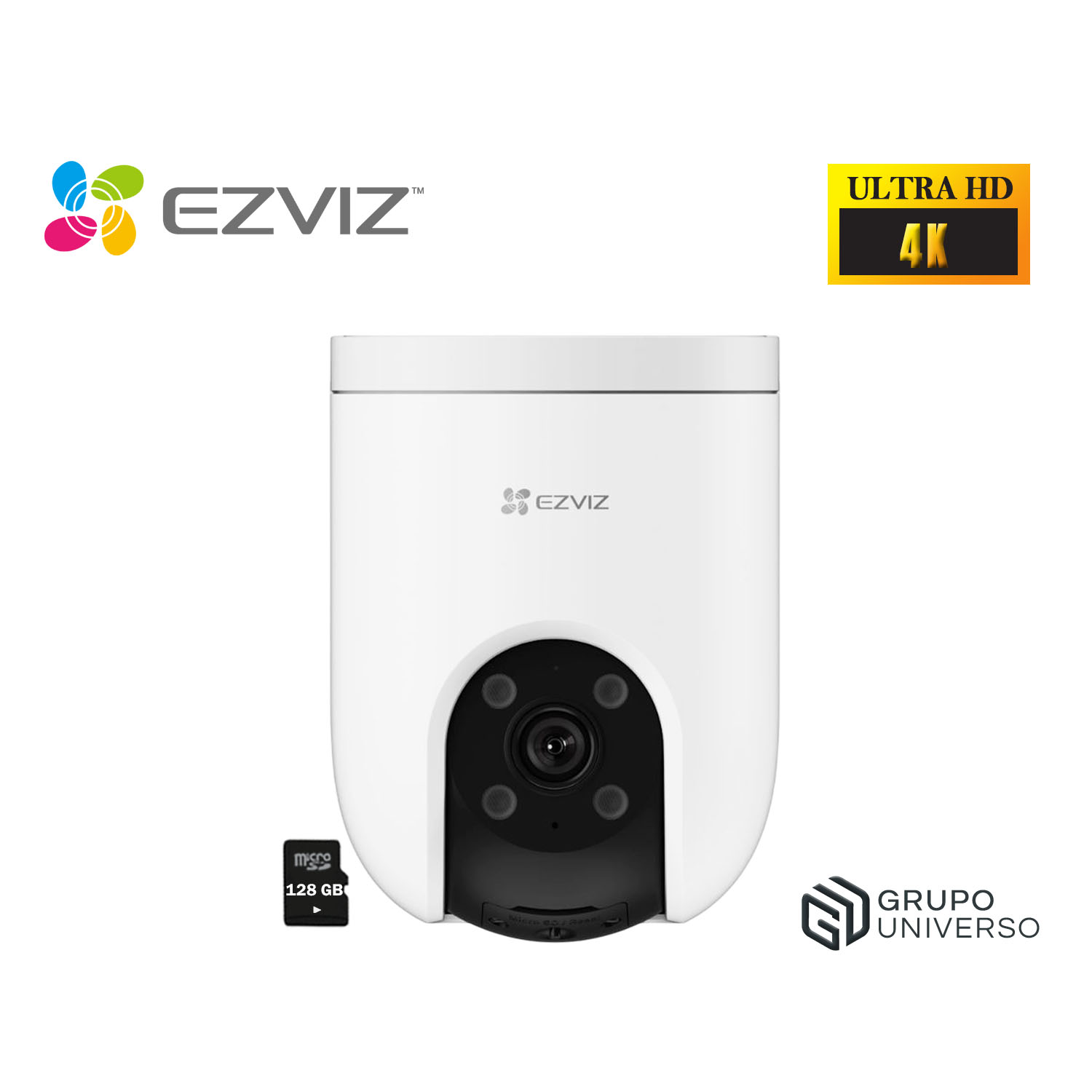 CÁMARA SEGURIDAD EZVIZ H8C PRO 4K 360 AUDIO DOBLE VÍA VISIÓN NOCHE DETECCIÓN IA PERSONAS ALARMA 128GB - 1