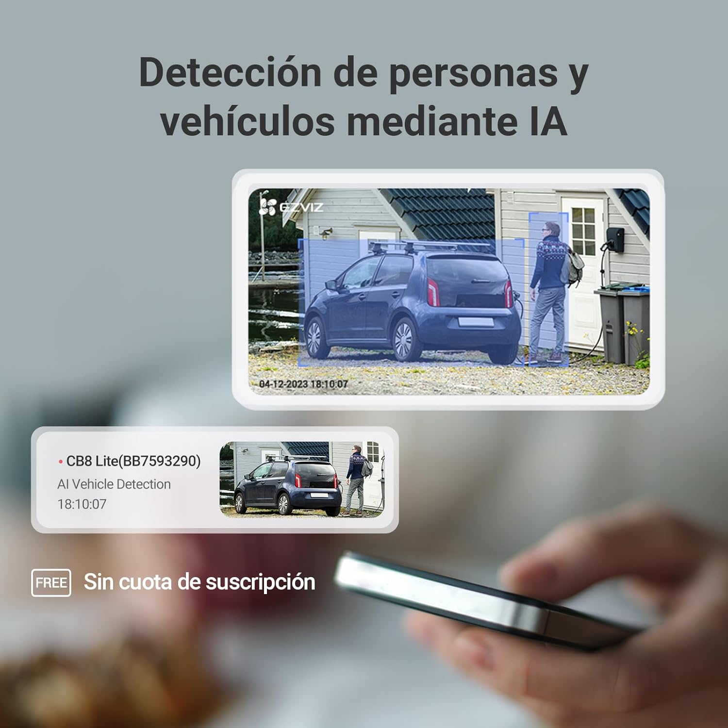CÁMARA SEGURIDAD EZVIZ CB8 LITE 4MP + PANEL SOLAR KIT AUDIO DOBLE VÍA NOCHE COLOR SIRENA LUZ BATERÍA 128GB - 5