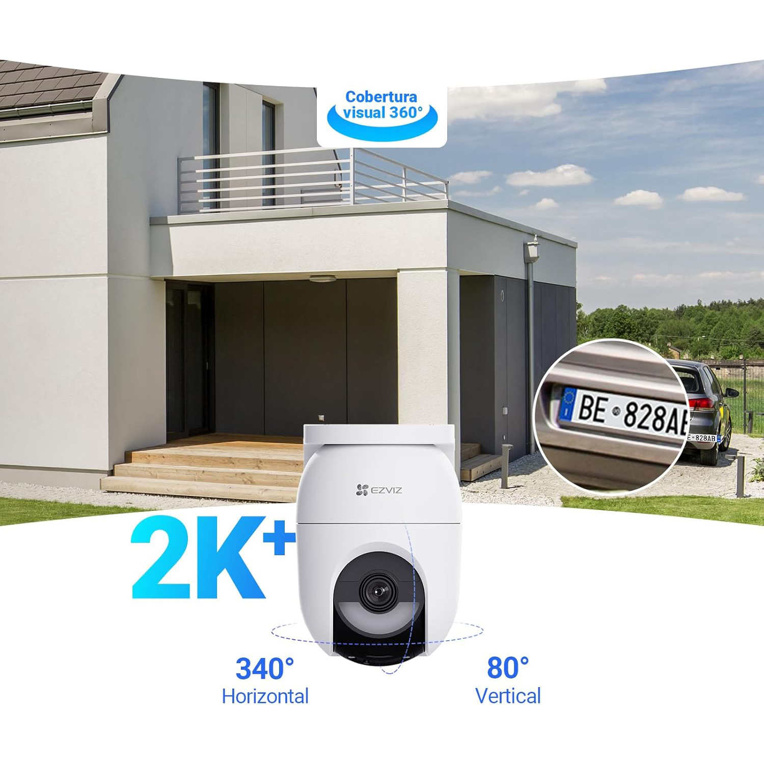 CÁMARA SEGURIDAD EZVIZ CB8 LITE 4MP + PANEL SOLAR KIT AUDIO DOBLE VÍA NOCHE COLOR SIRENA LUZ BATERÍA RECARGABLE - 2