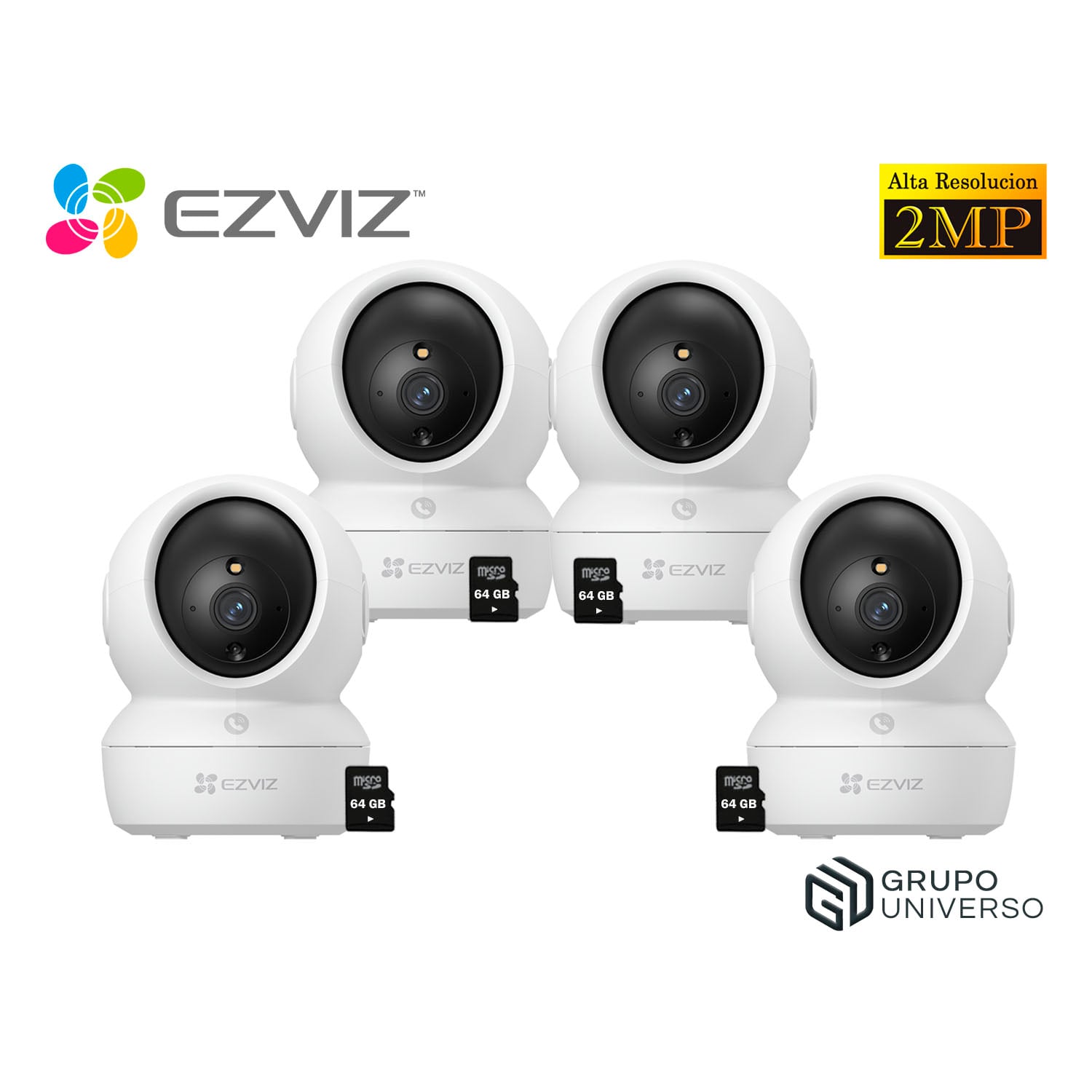 KIT 4 CÁMARA SEGURIDAD EZVIZ H6C PRO FULL HD 2MP AUDIO DOBLE VÍA BOTÓN LLAMADA DETECCIÓN PERSONAS 64GB - 1