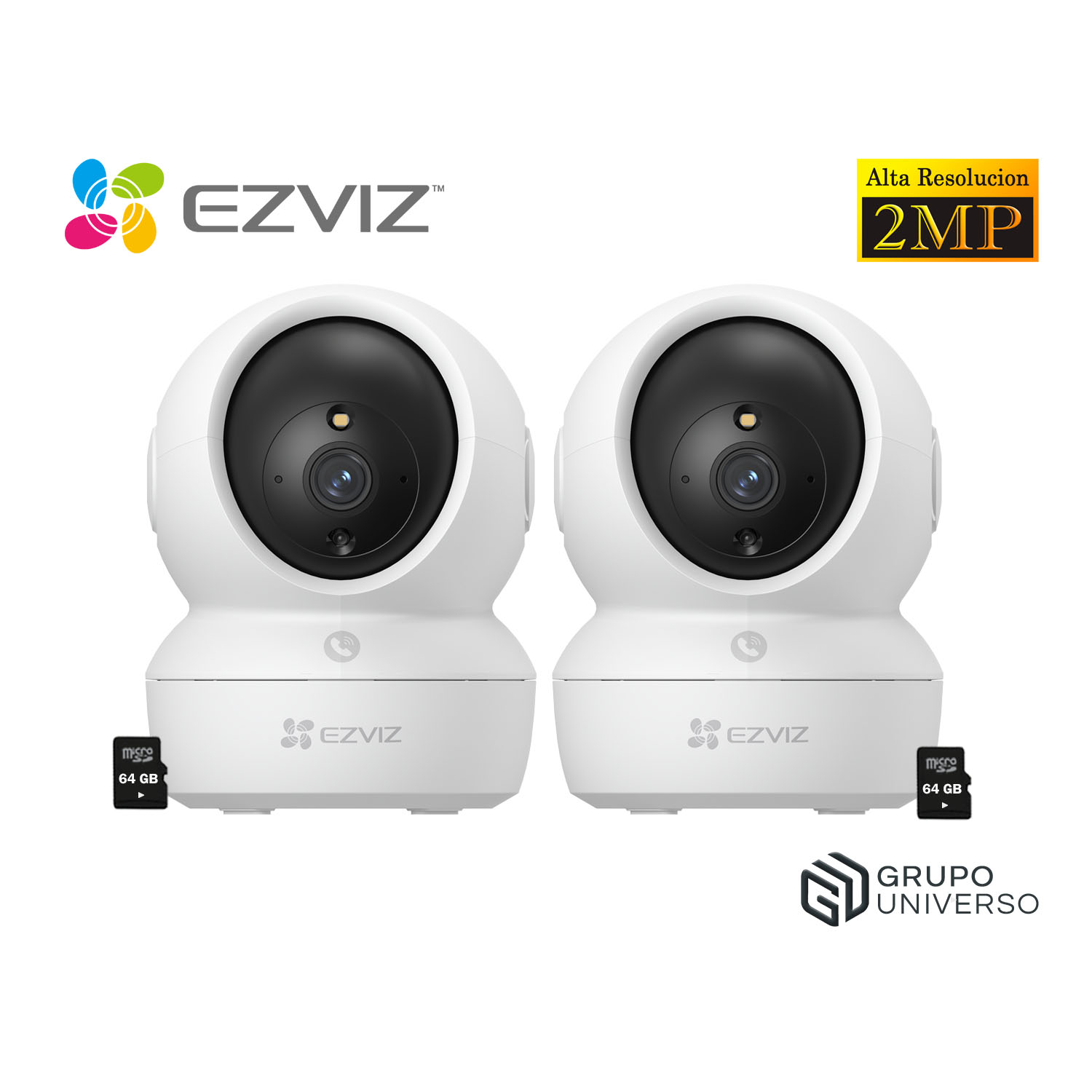 KIT 2 CÁMARA SEGURIDAD EZVIZ H6C PRO FULL HD 2MP AUDIO DOBLE VÍA BOTÓN LLAMADA DETECCIÓN PERSONAS 64GB - 1