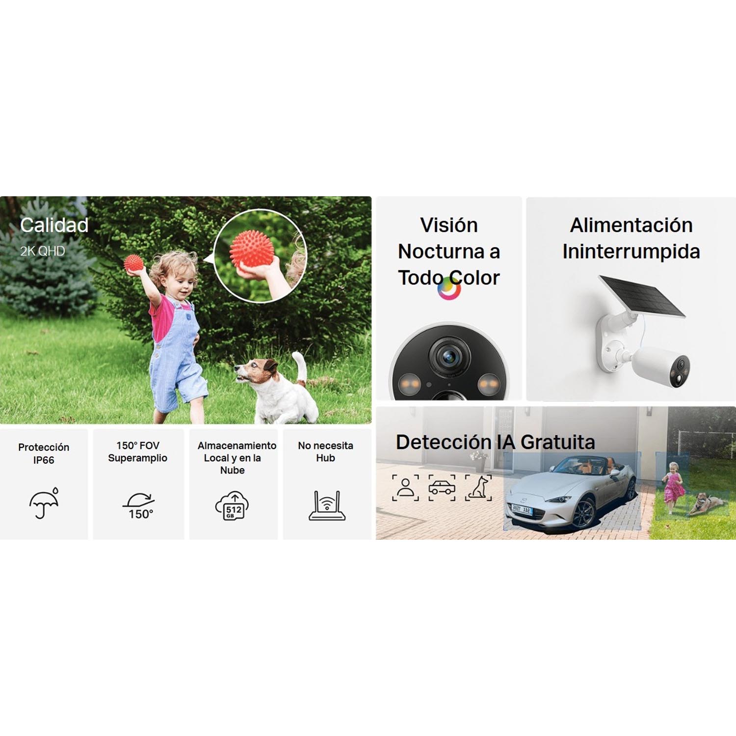 TP-LINK - CÁMARA TAPO C425 KIT 4MP AUDIO 2 VÍAS NOCHE COLOR BATERÍA PANEL 64GB - 3