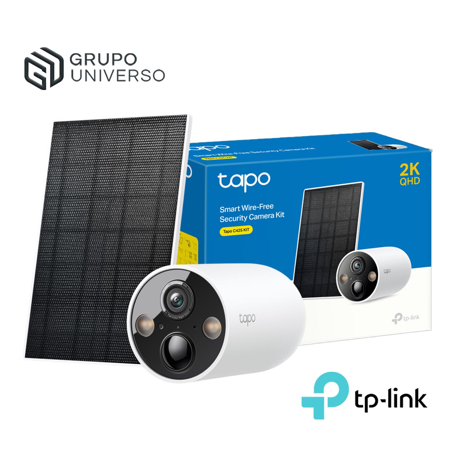 TP-LINK - CÁMARA WIFI TAPO C425 KIT 4MP AUDIO 2 VÍAS NOCHE COLOR BATERÍA PANEL - 1