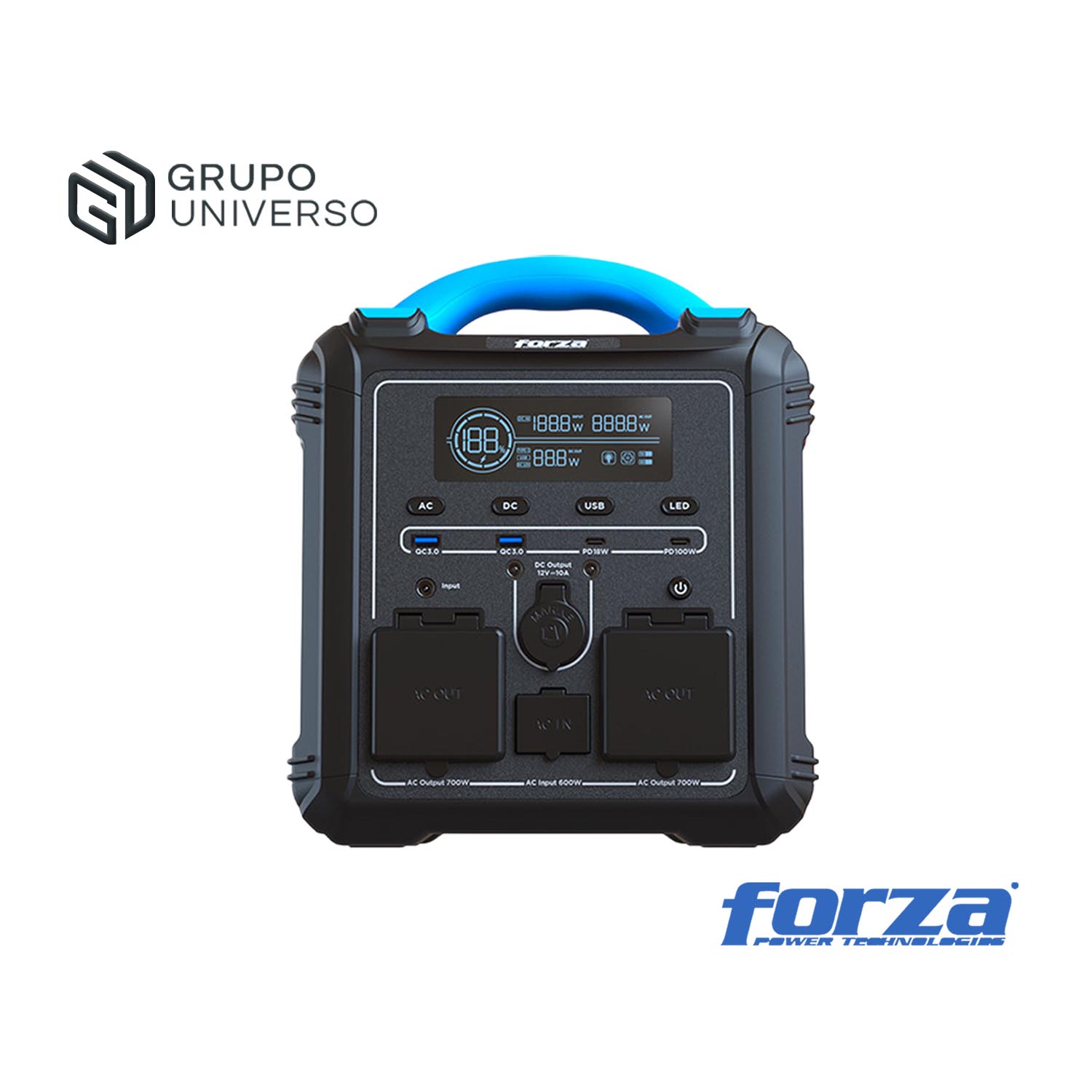FORZA - CENTRAL ELÉCTRICA FORZA FPP-T702 PORTÁTIL 9PUERTOS 700W BATERÍA LMFP - 1