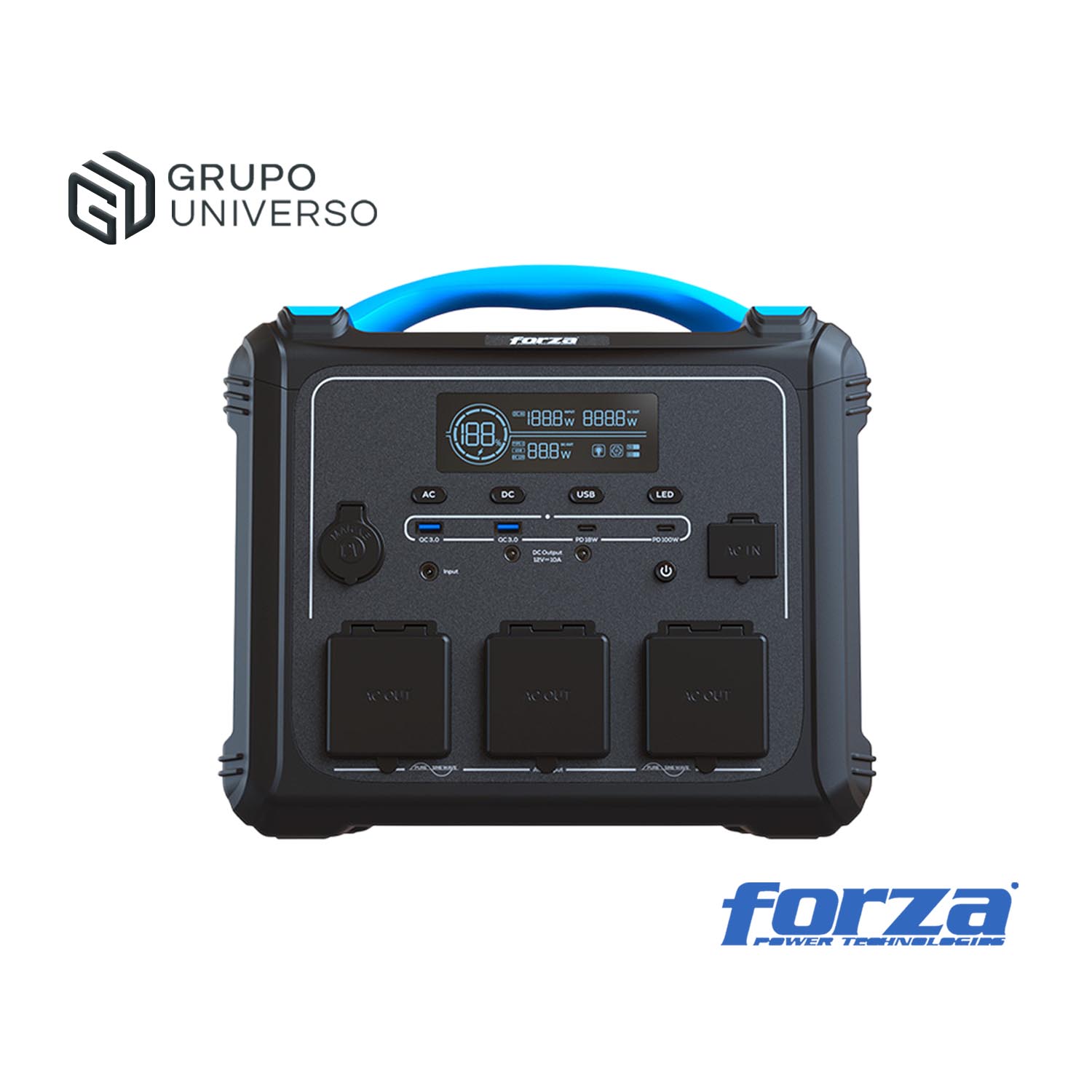 FORZA - CENTRAL ELÉCTRICA FORZA TITAN FPP-T1202 PORTÁTIL 10PUERTO 1200W LMFP - 1