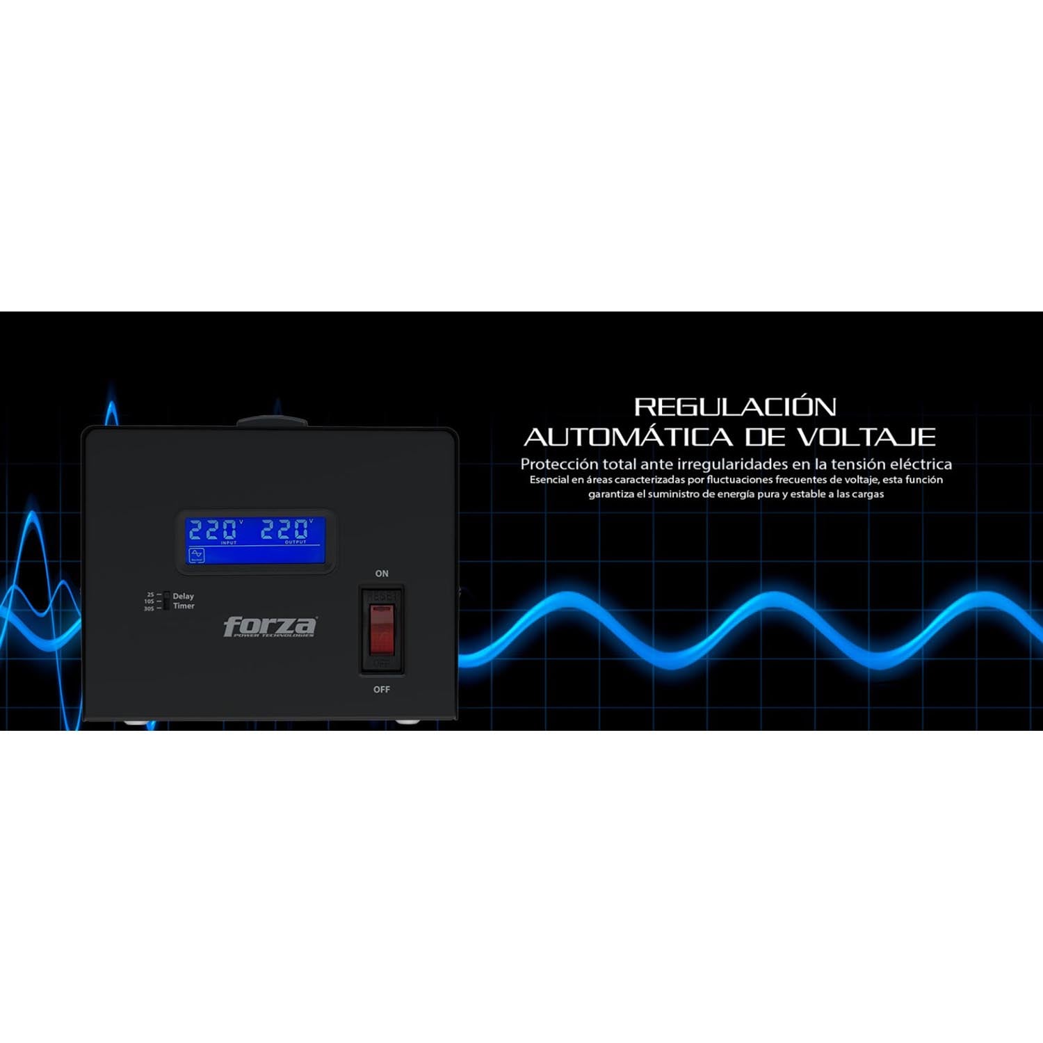 FORZA - REGULADOR DE VOLTAJE FVR-6002 FORZA 6000VA/3000W 3 SALIDAS - 3