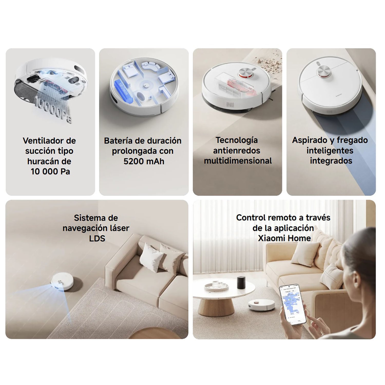 ASPIRADOR ROBOT VACCUM S40 XIAOMI BLANCO 10000PA NAVEGACIÓN LDS TRAPEADOR - 2