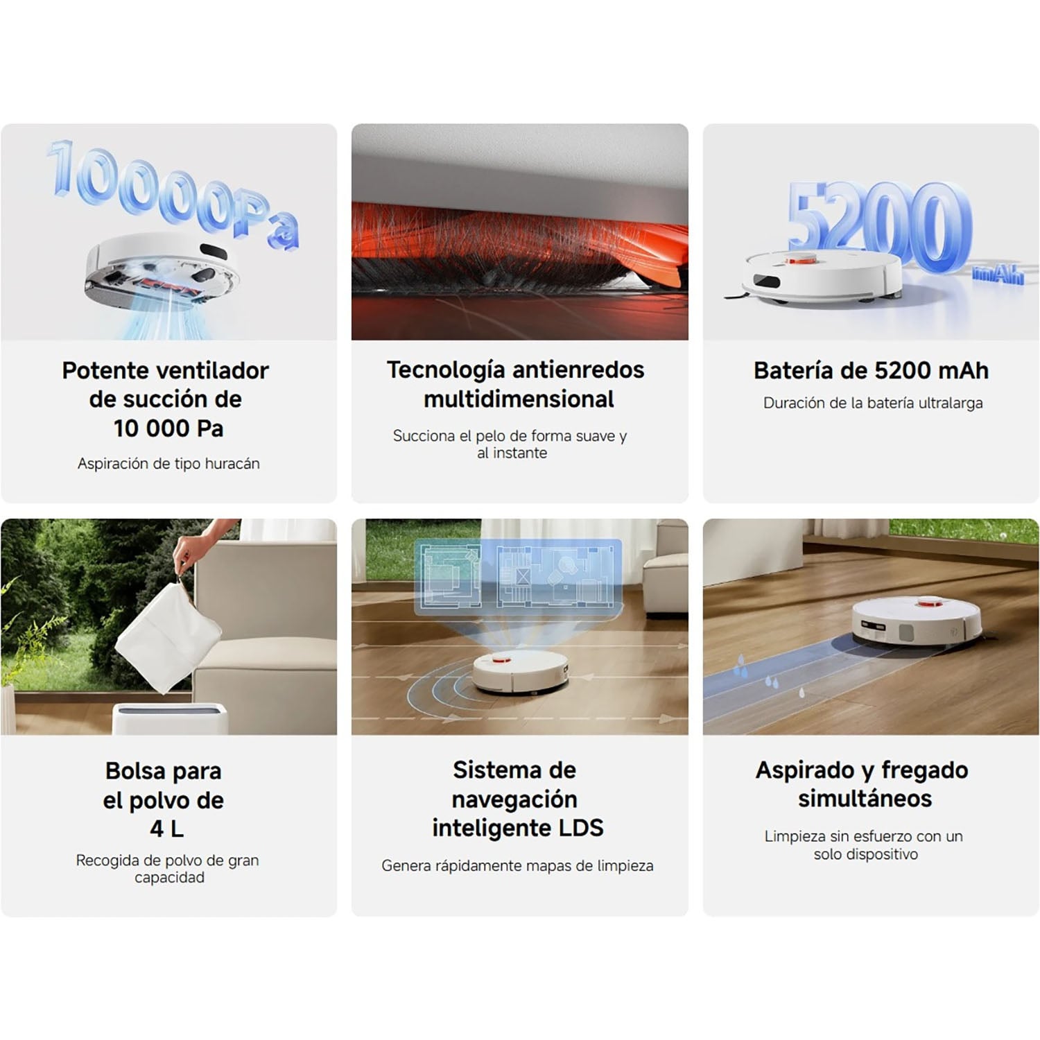 ASPIRADOR ROBOT VACUUM H40 XIAOMI BLANCO 10000PA NAVEGACIÓN LDS AUTOVACIADO - 2