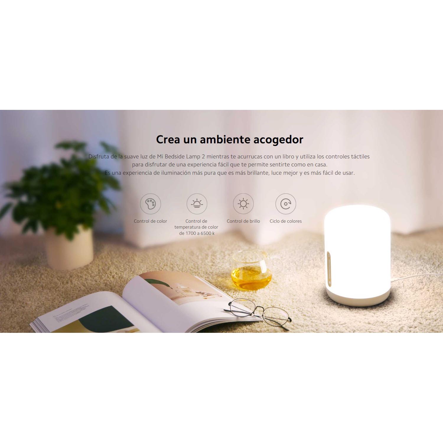 LÁMPARA XIAOMI BEDSIDE LAMP 2 LUZ SUAVE BRILLO AJUSTABLE CONTROL VOZ - 2