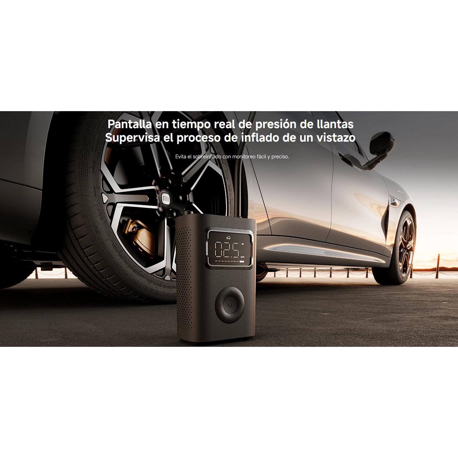 COMPRESOR DE AIRE XIAOMI 2 PRO PRESIÓN 150PSI INFLADO 45SEG LUZ LED EMERGENCIA - 3