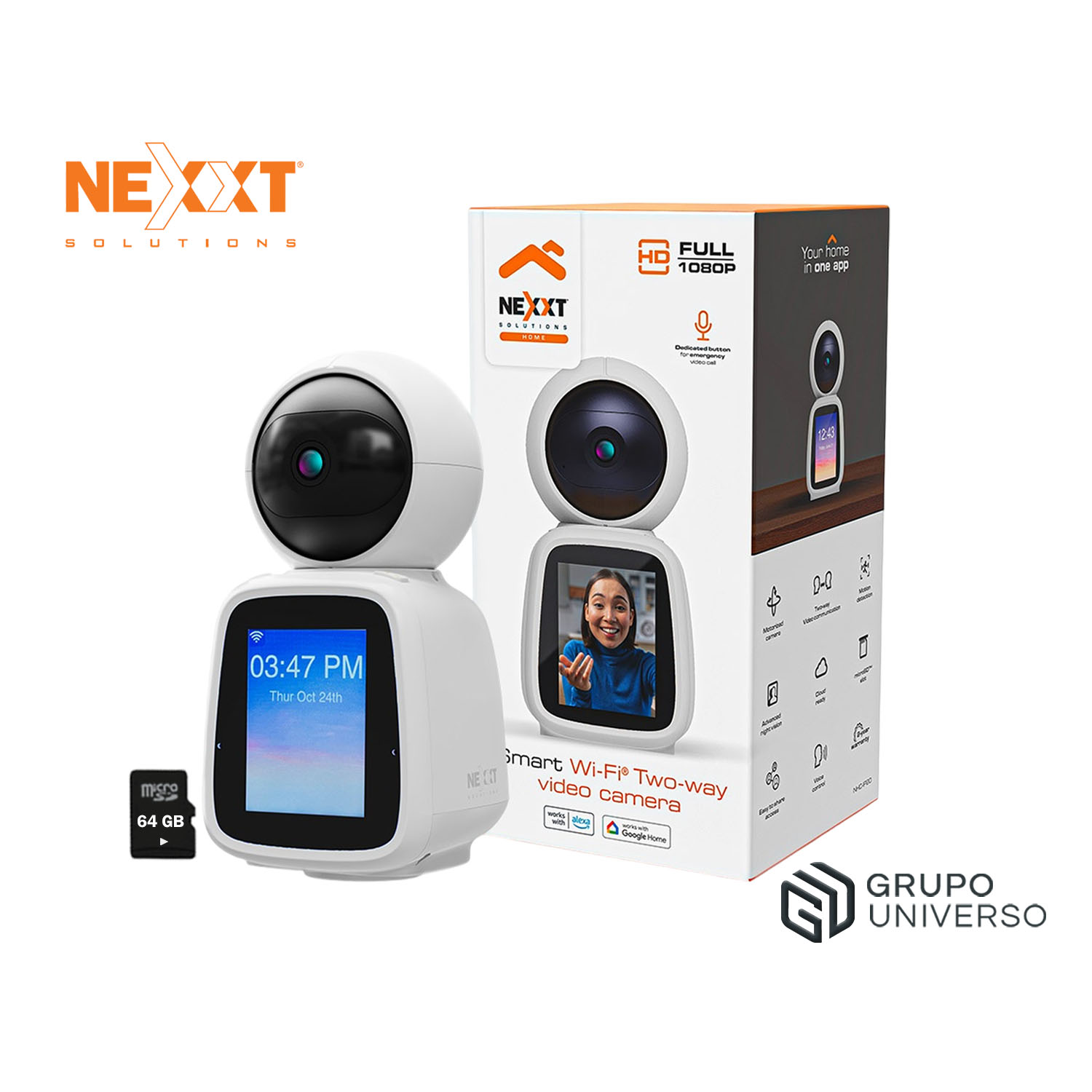 CÁMARA SEGURIDAD NEXXT NHC-IP20 2MP + SD 64GB BOTÓN VIDEO LLAMADA PANTALLA DOBLE VÍA CONTROL VOZ - 1