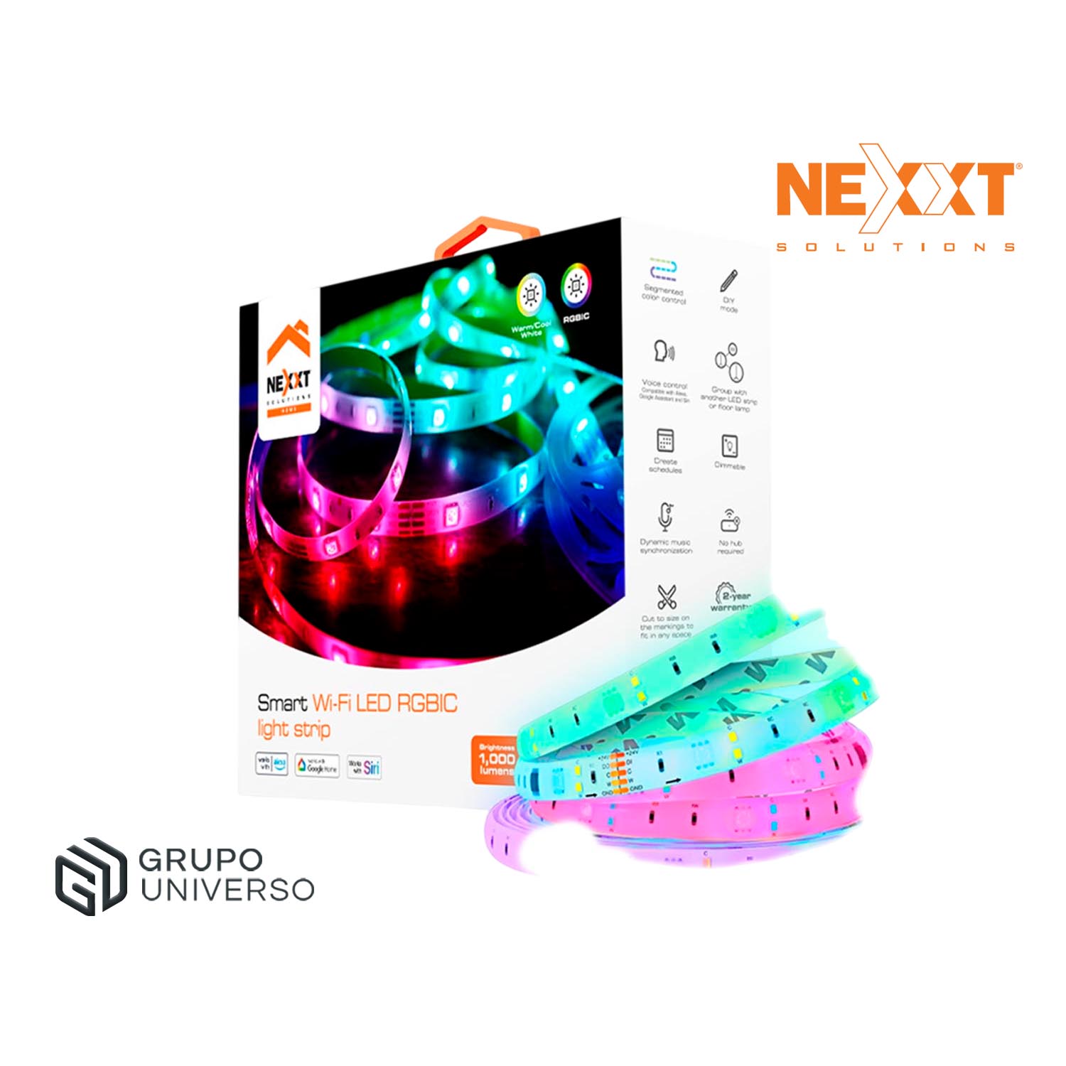 CINTA LUZ LED RGBIC NEXXT NHB-S613 CONTROL DE COLORES SINCRONIZACIÓN MÚSICA - 1