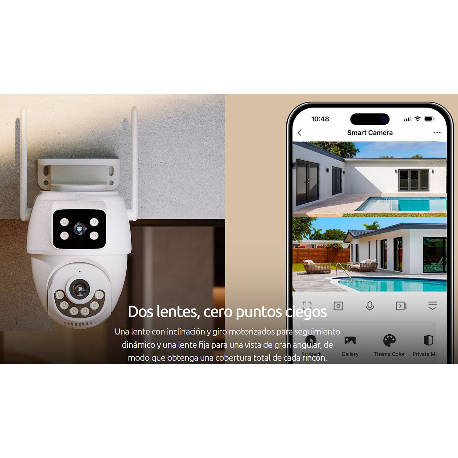 CÁMARA SEGURIDAD NEXXT NHC-OP30DL 6MP 3MP + 3MP + SD 64GB 2 LENTES VISIÓN NOCHE LUZ ALARMA MOTORIZADA - 4