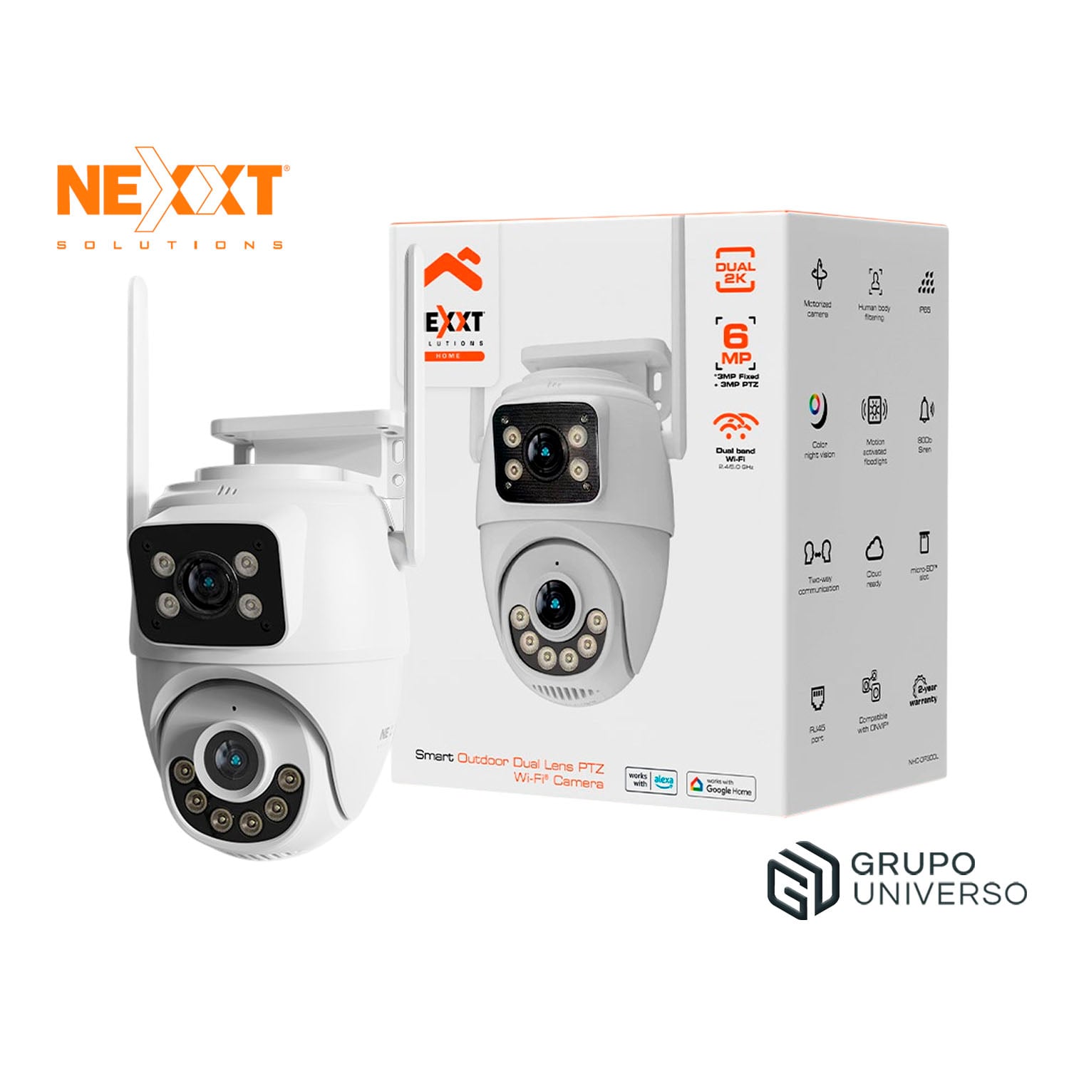 CÁMARA SEGURIDAD NEXXT NHC-OP30DL 6MP 3MP + 3MP CAPACIDAD 128GB 2 LENTES VISIÓN NOCHE LUZ ALARMA MOTORIZADA - 1