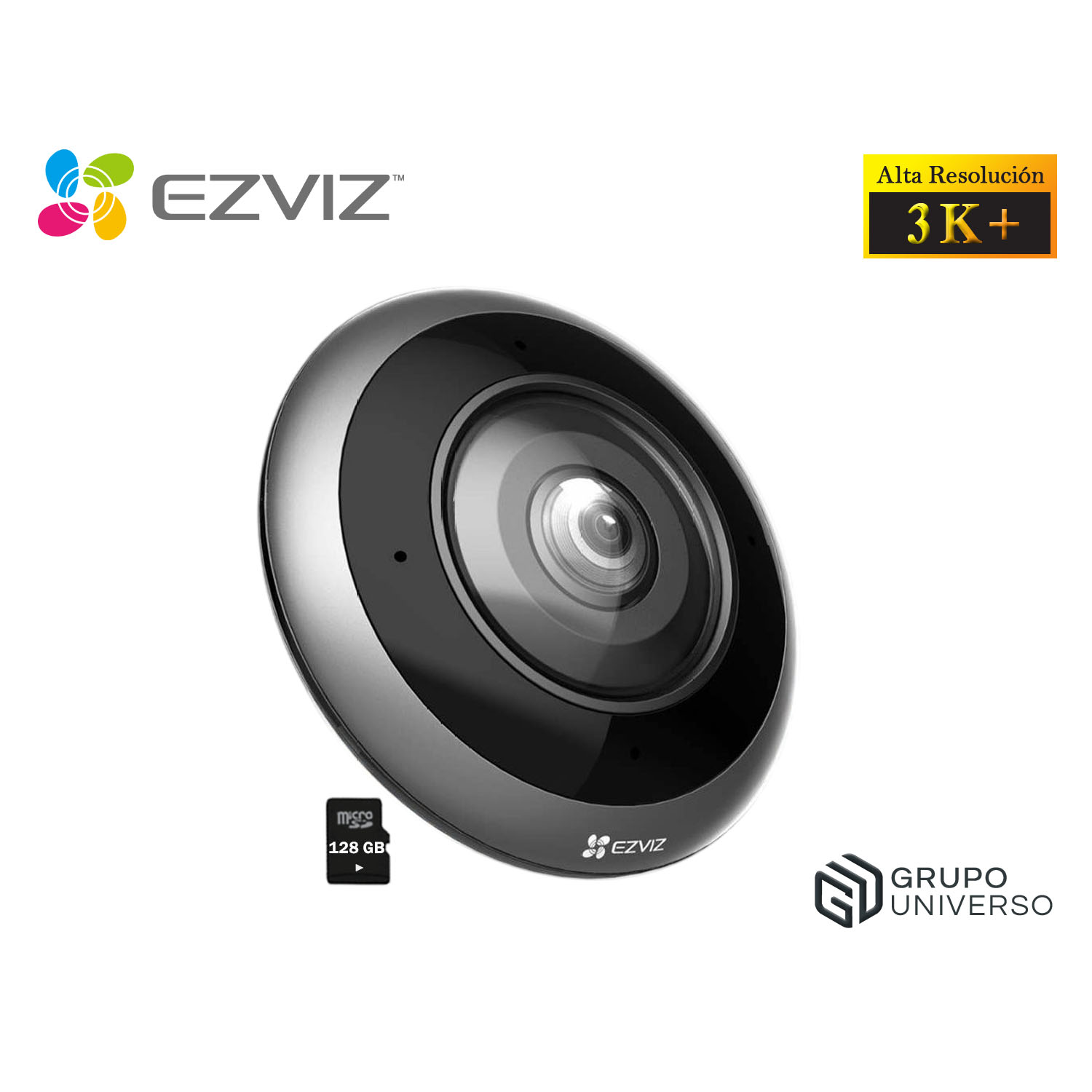 CÁMARA SEGURIDAD EZVIZ E4P 3K+ OJO DE PEZ DETECCIÓN IA PANORÁMICA AUDIO DOBLE VÍA 128GB - 1