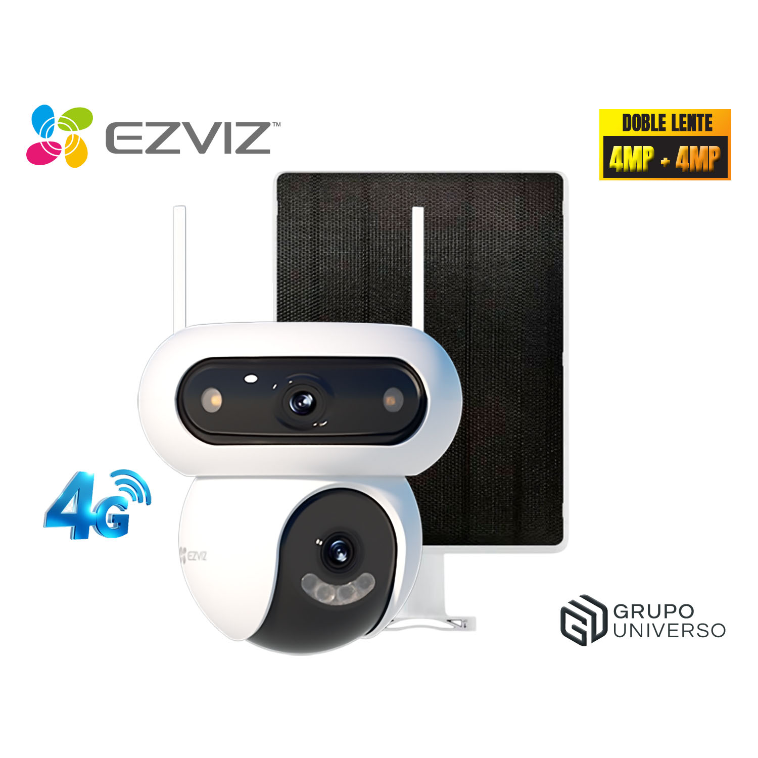 CÁMARA SEGURIDAD EZVIZ HB90X DUAL 4G KIT 4MP + 4MP 2 LENTES DETECCIÓN VEHÍCULO BATERÍA PANEL - 1